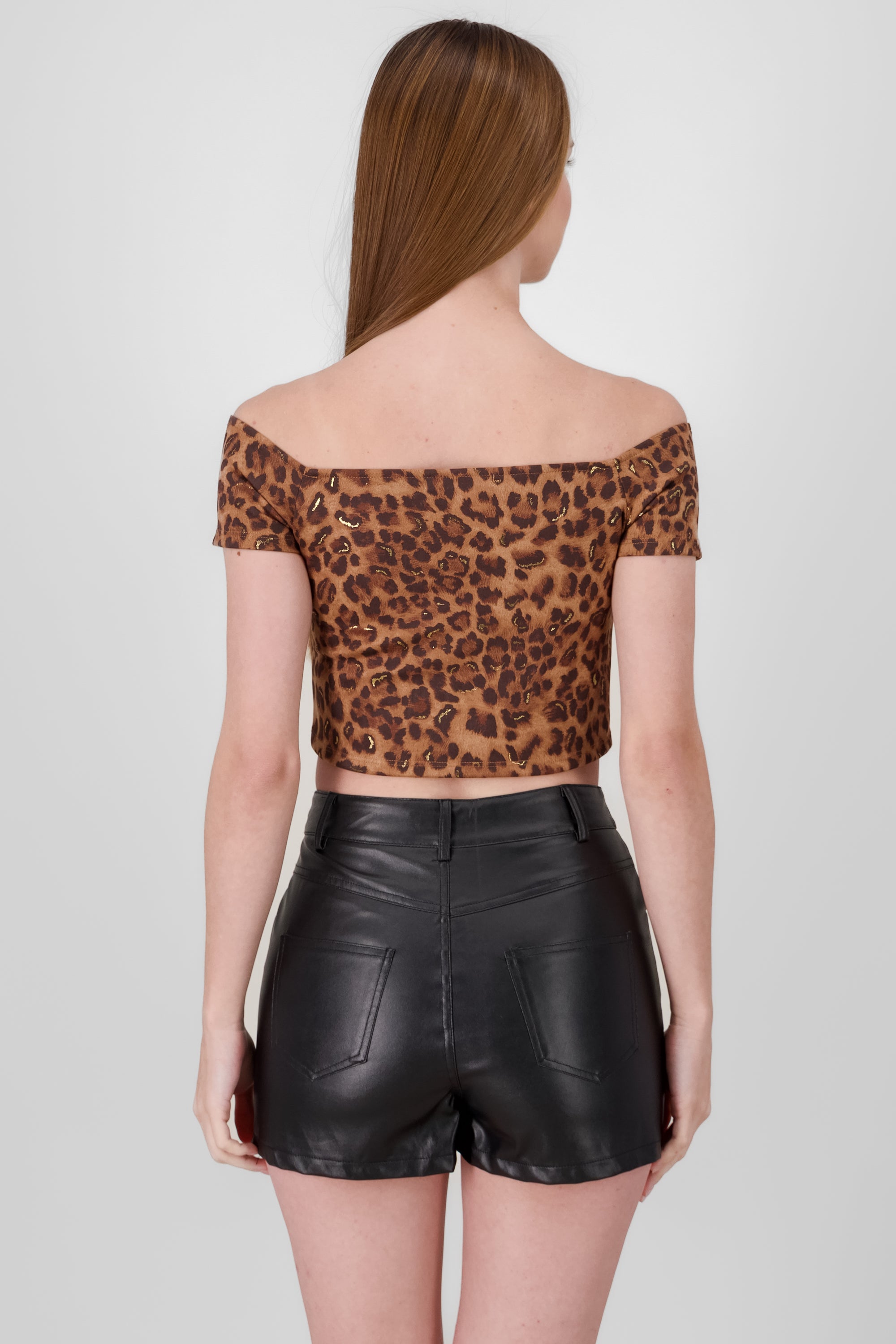 Crop top manga corta animal print CAFE COMBO