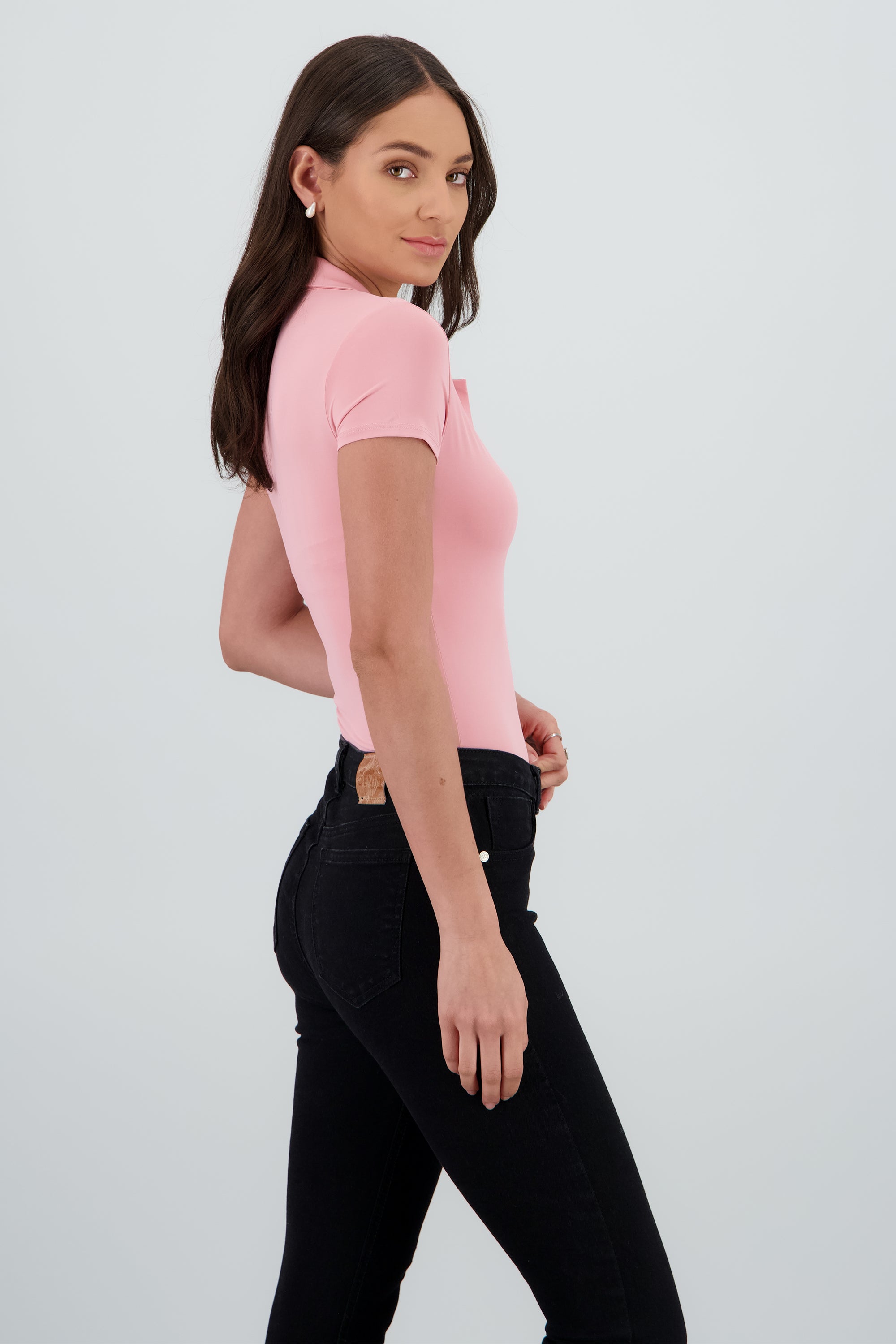 Body manga corta cuello polo PALO DE ROSA
