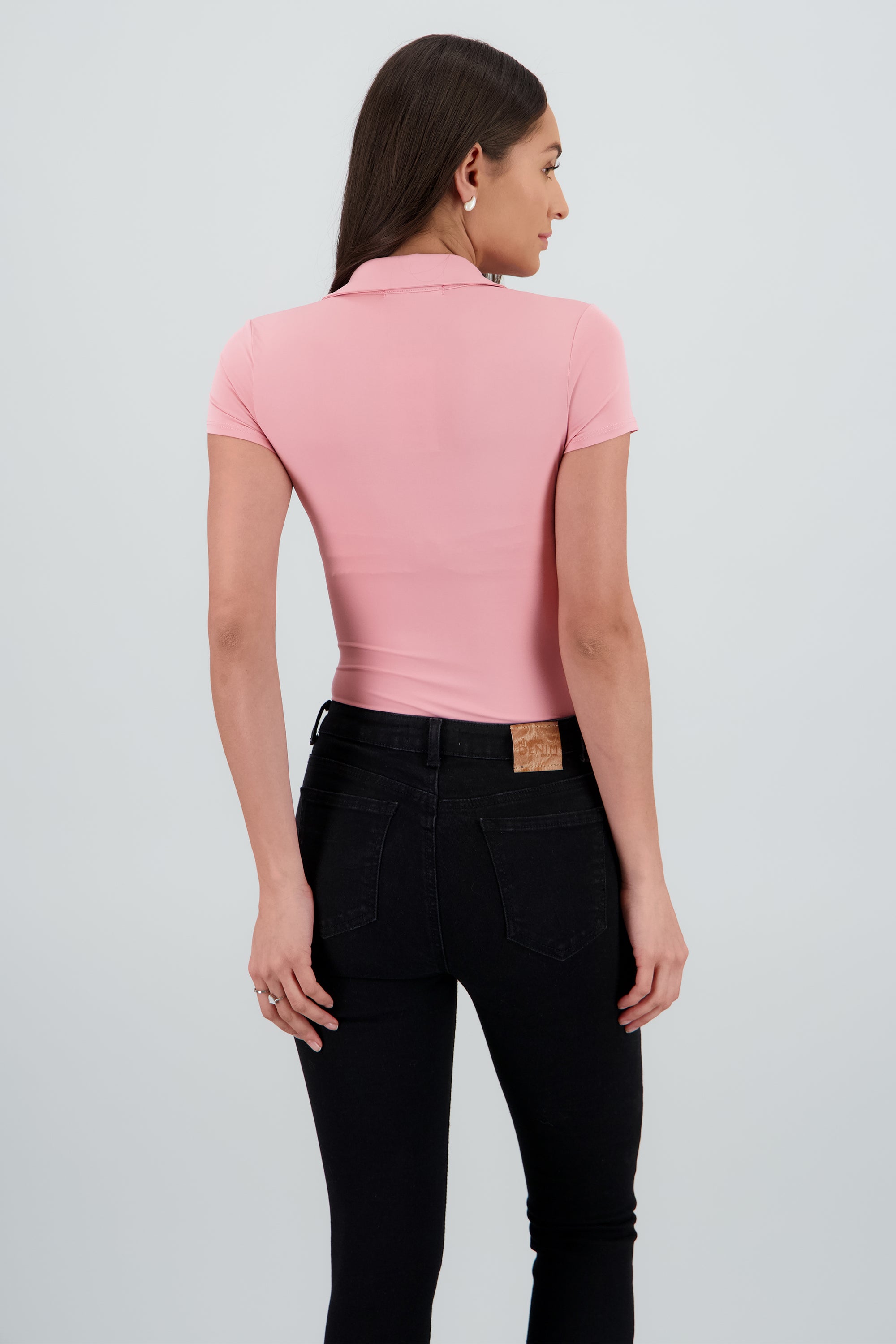 Body manga corta cuello polo PALO DE ROSA