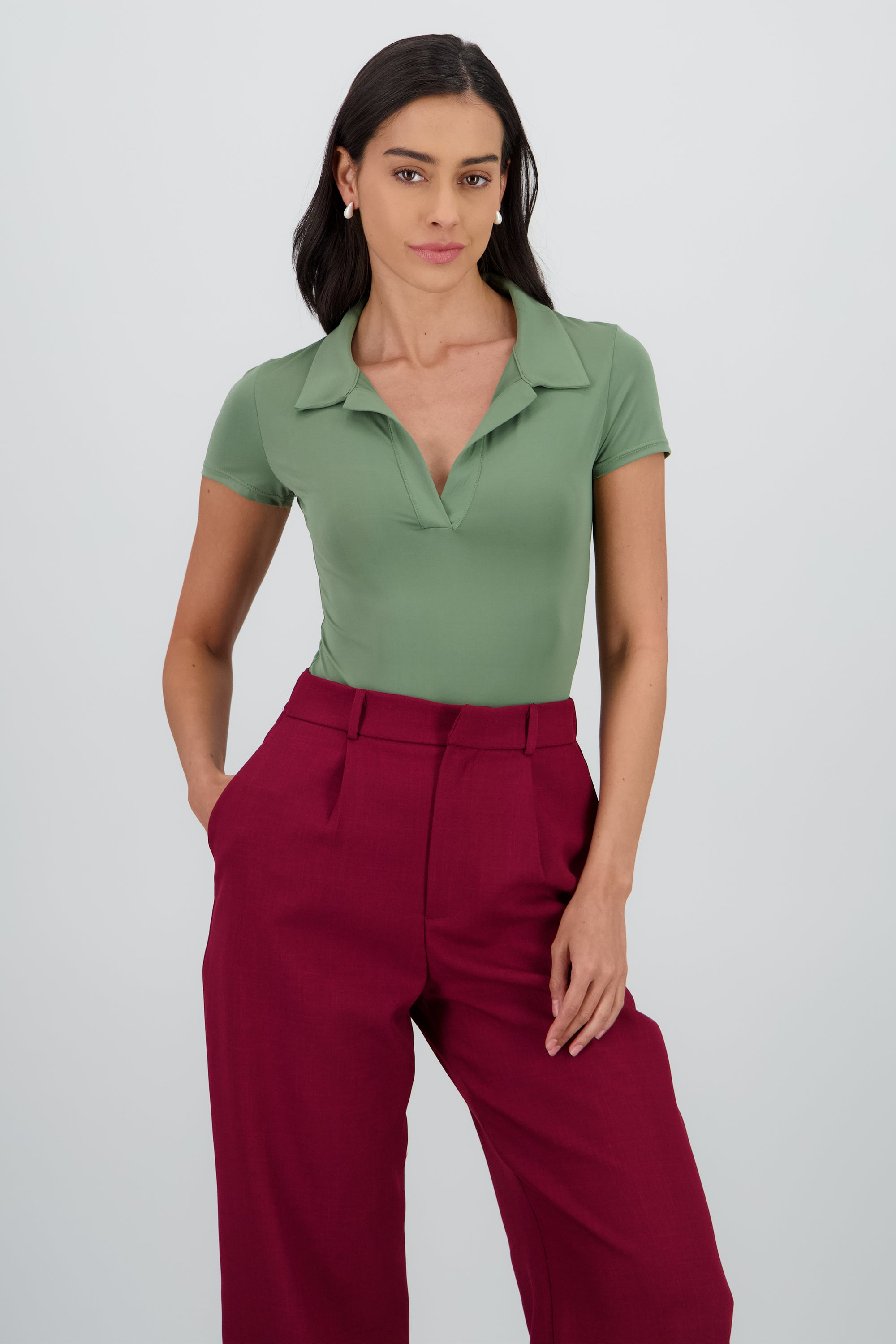 Body manga corta cuello polo SAGE