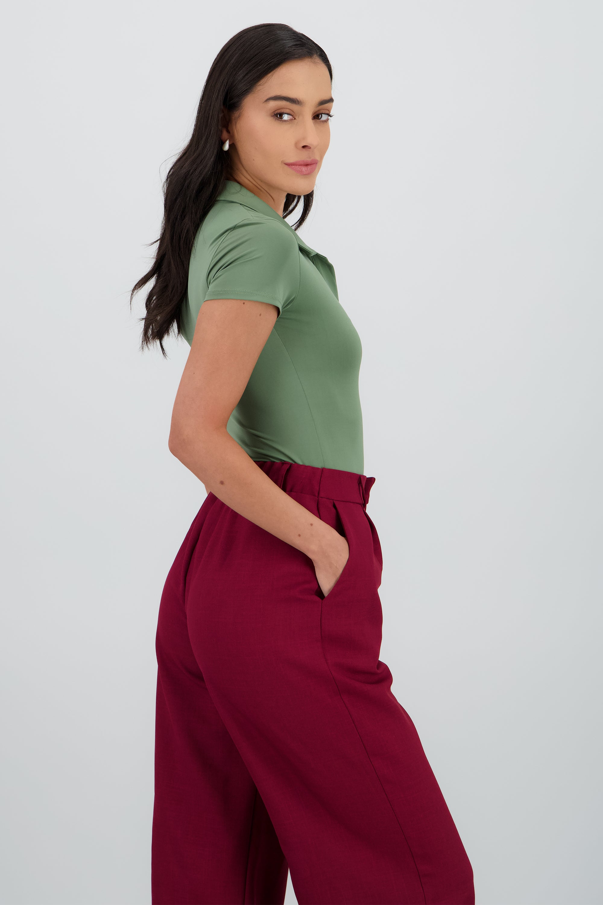Body manga corta cuello polo SAGE