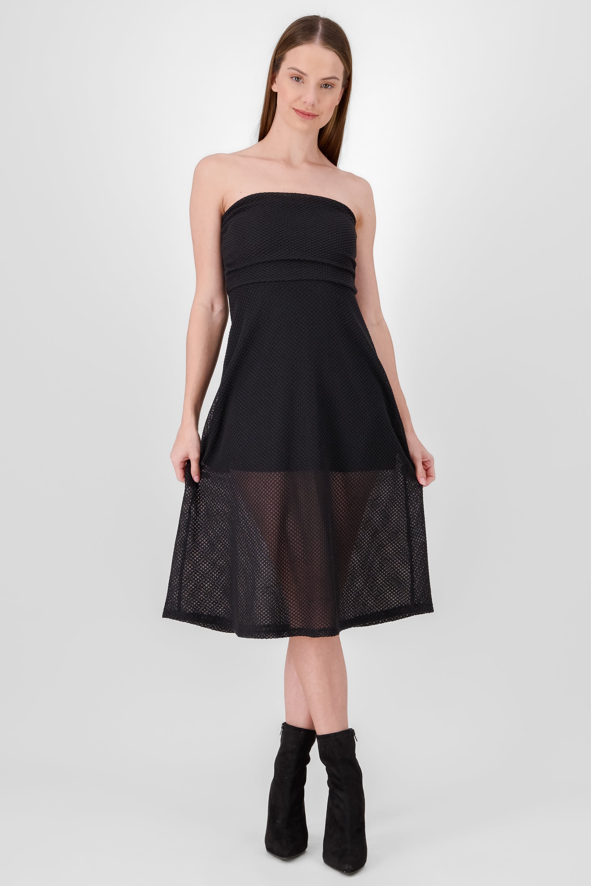 VESTIDO DRAPEADO MESH NEGRO