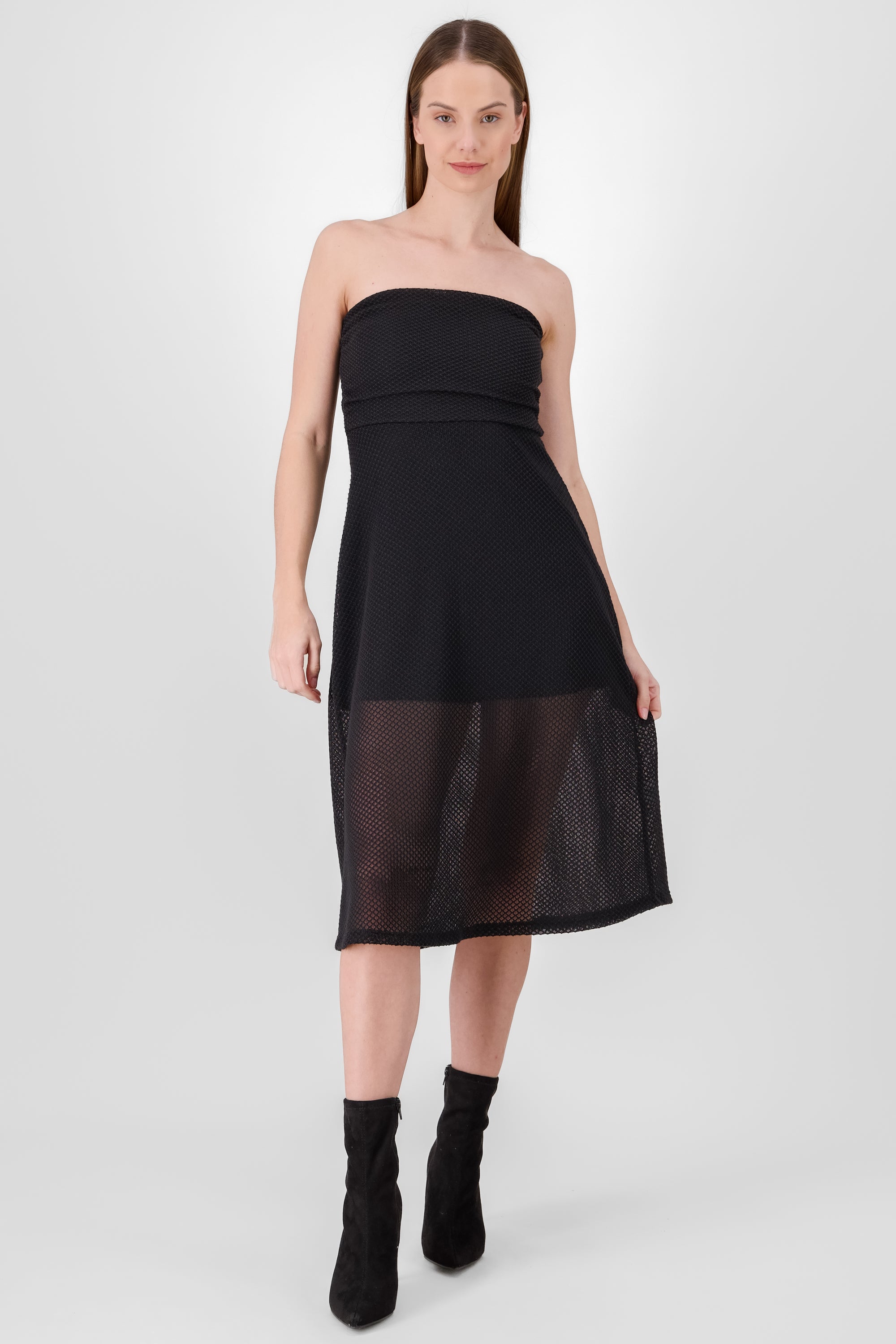 VESTIDO DRAPEADO MESH NEGRO