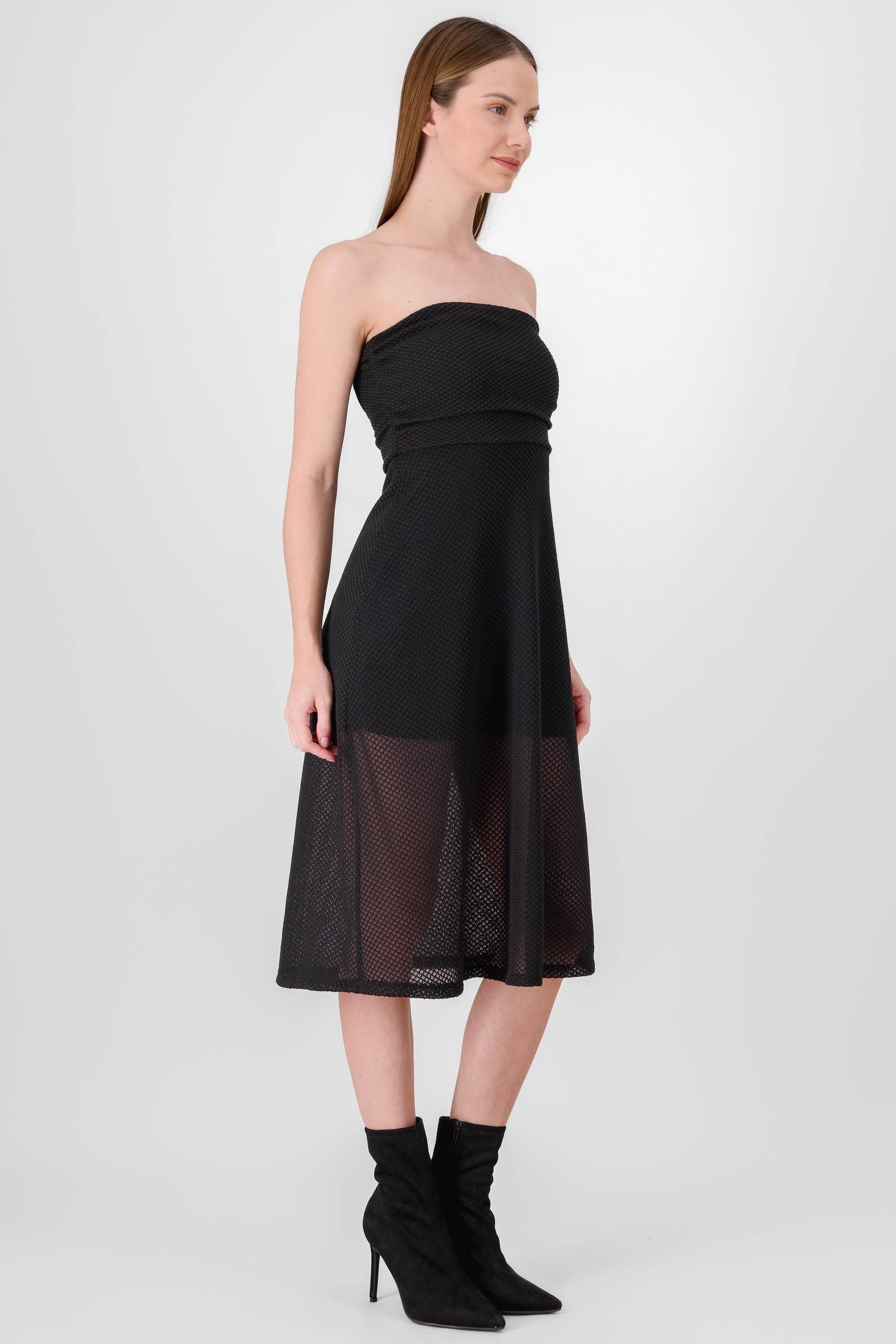 VESTIDO DRAPEADO MESH NEGRO