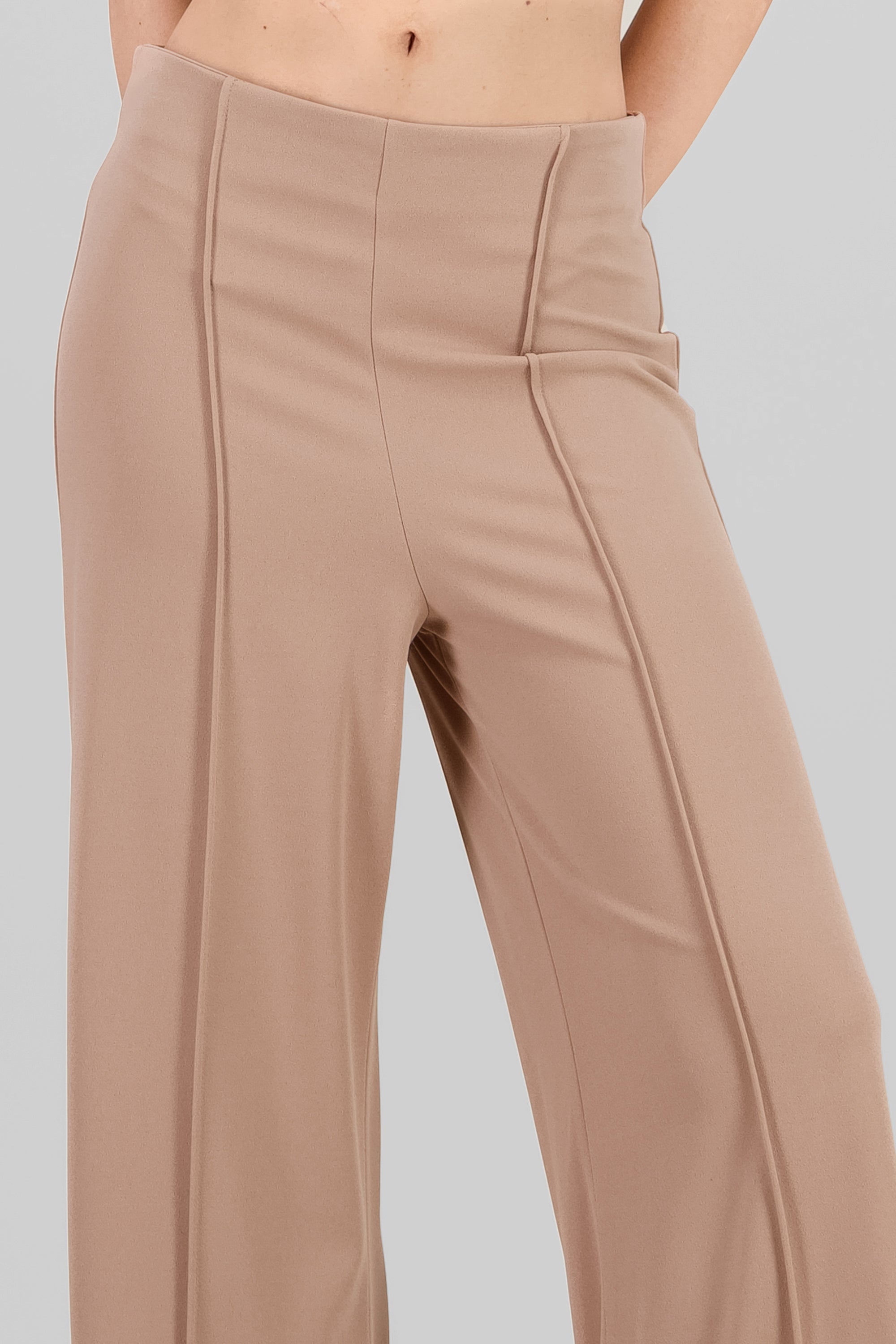 Pantalón Amplio Costura Frontal TAUPE