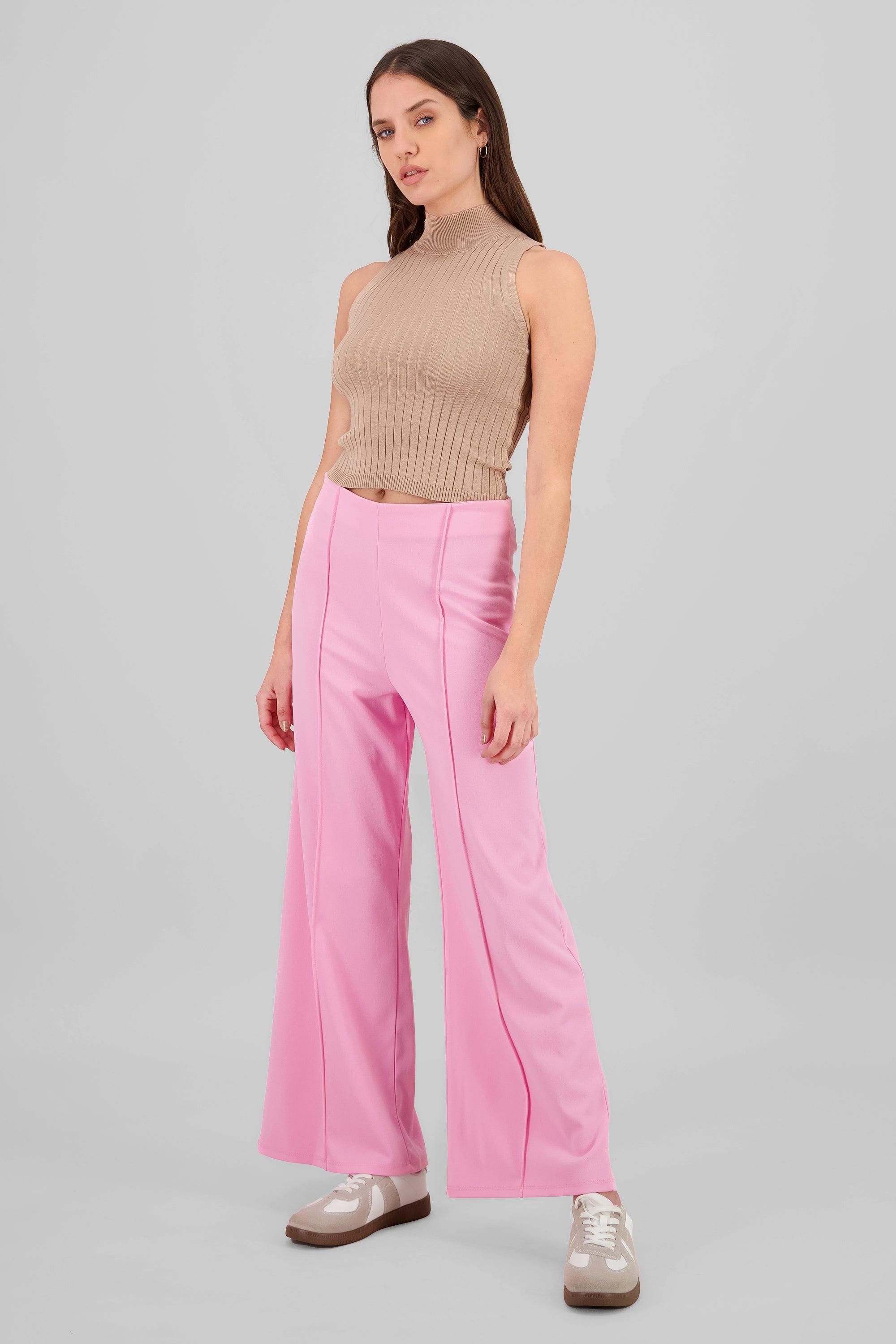 Pantalón Amplio Costura Frontal ROSA PASTEL