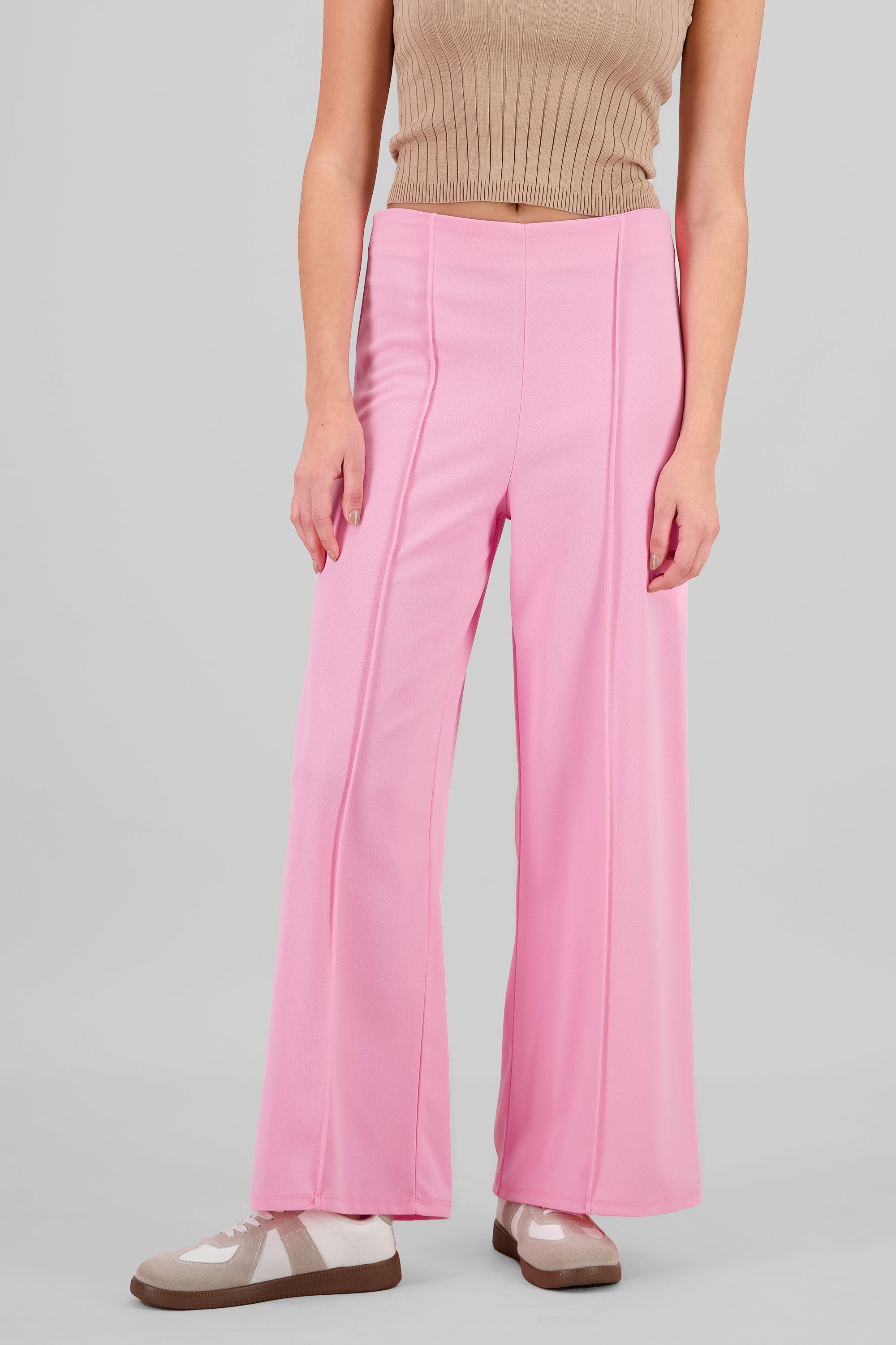 Pantalón Amplio Costura Frontal ROSA PASTEL