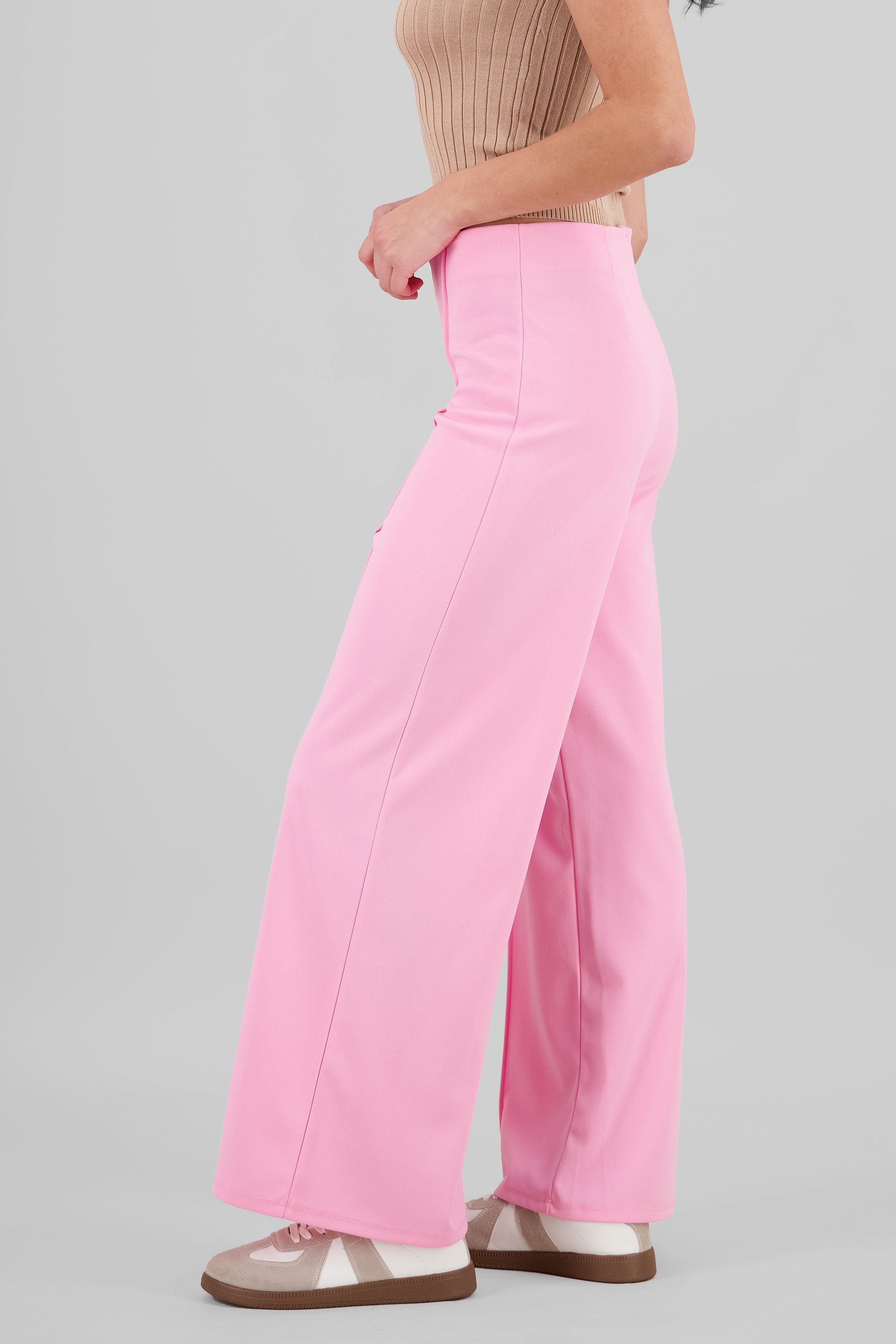 Pantalón Amplio Costura Frontal ROSA PASTEL