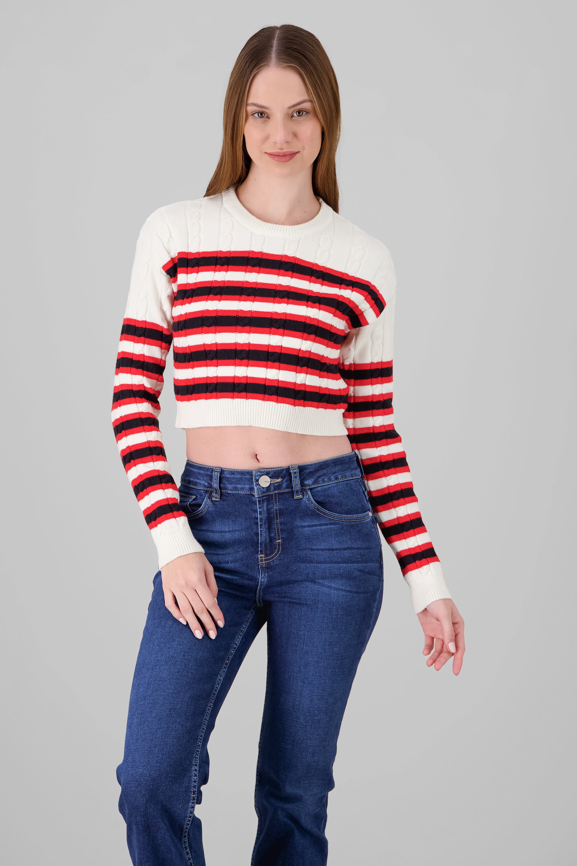 Sueter rayas tejido BLANCO COMBO