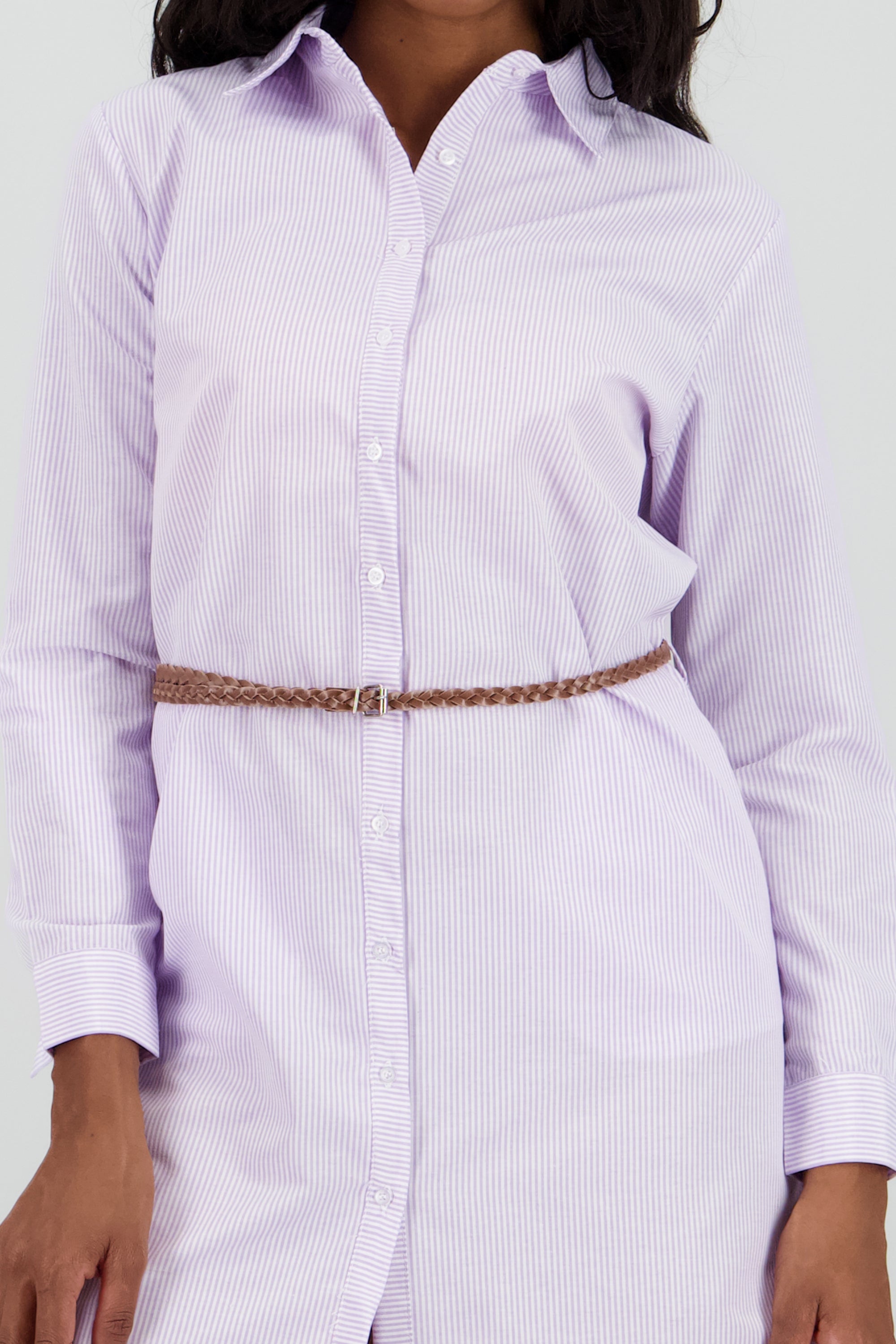 Vestido camisero detalle cinturon LILA