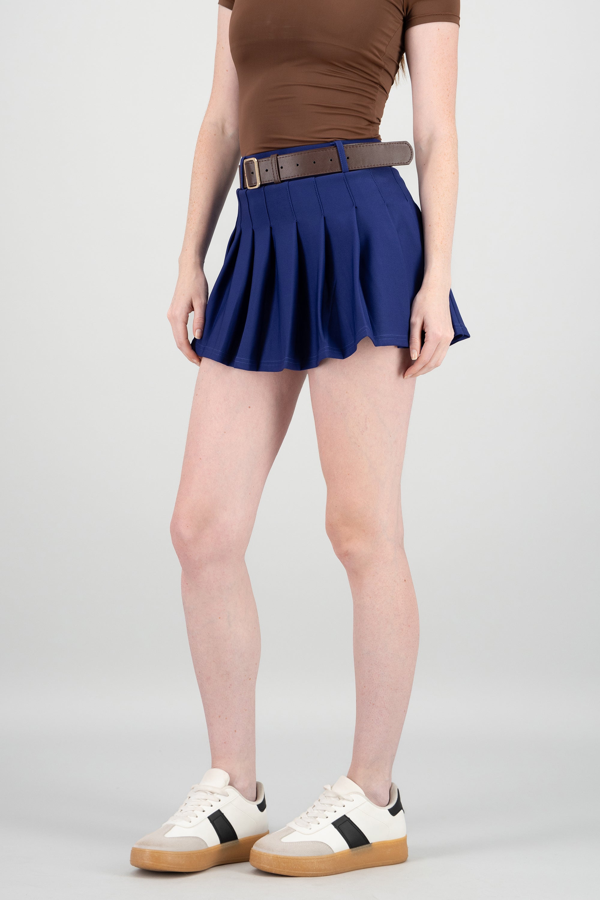 Falda tableada con cinturon AZUL REY