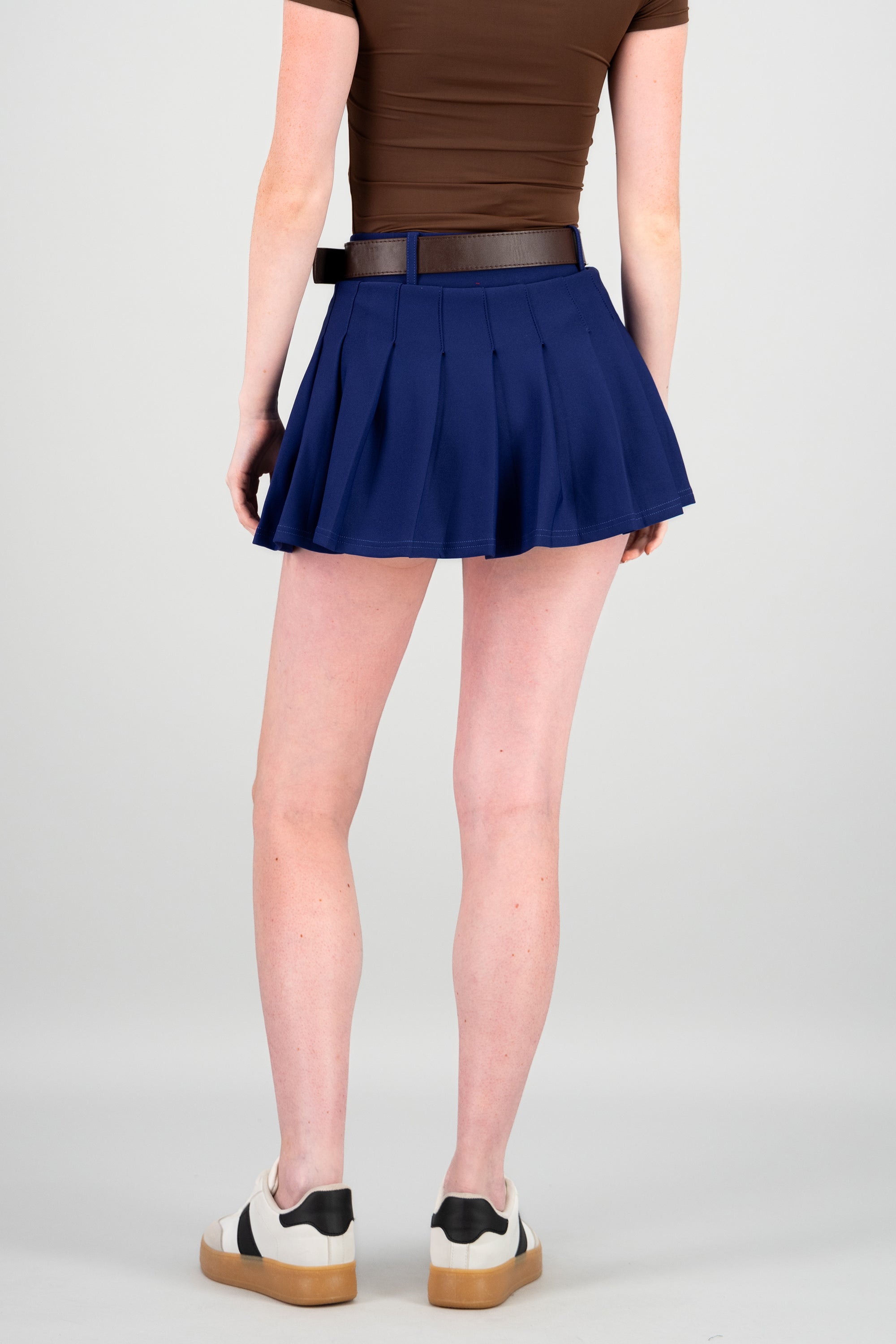 Falda tableada con cinturon AZUL REY