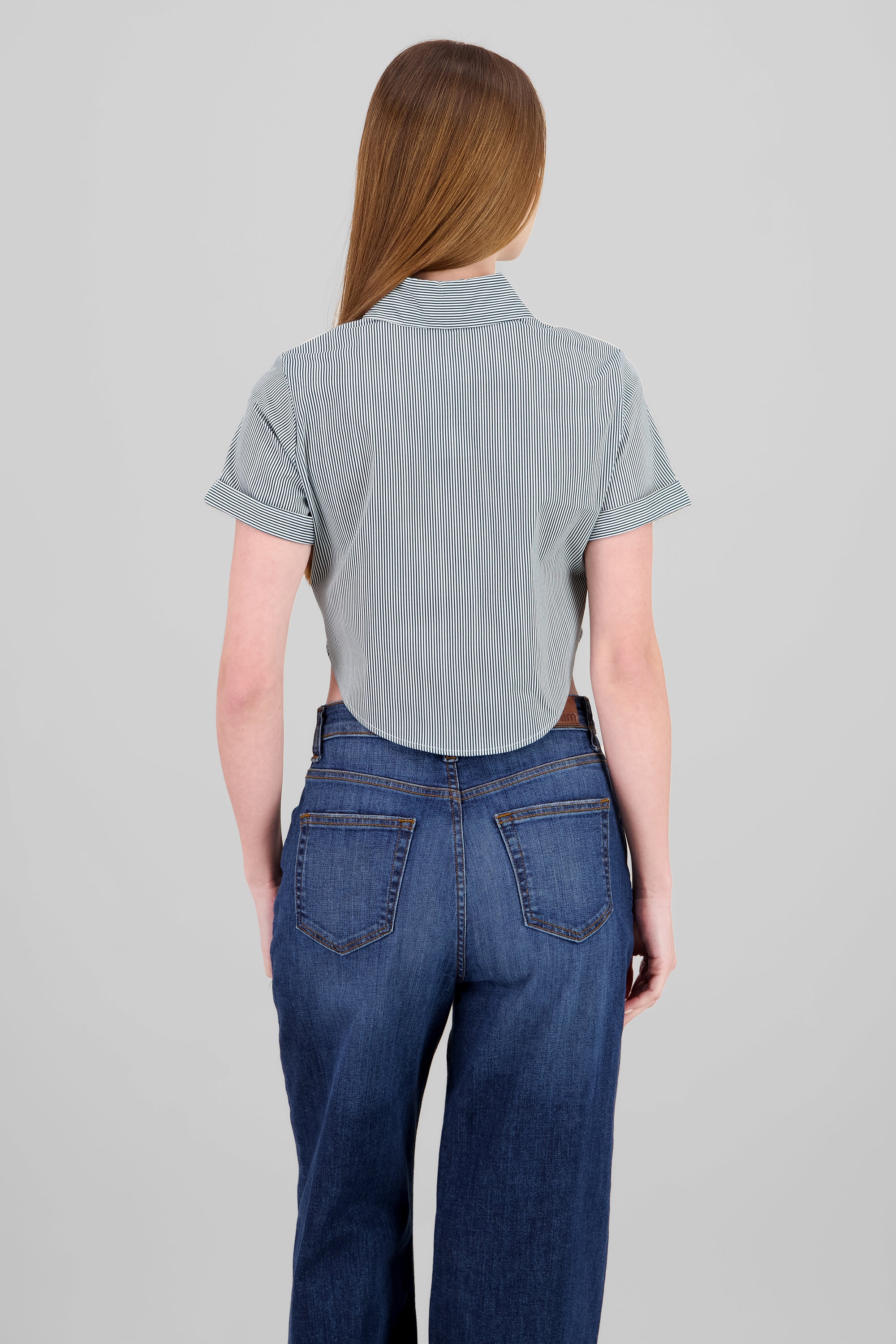 Camisa crop manga corta VERDE CAZADOR