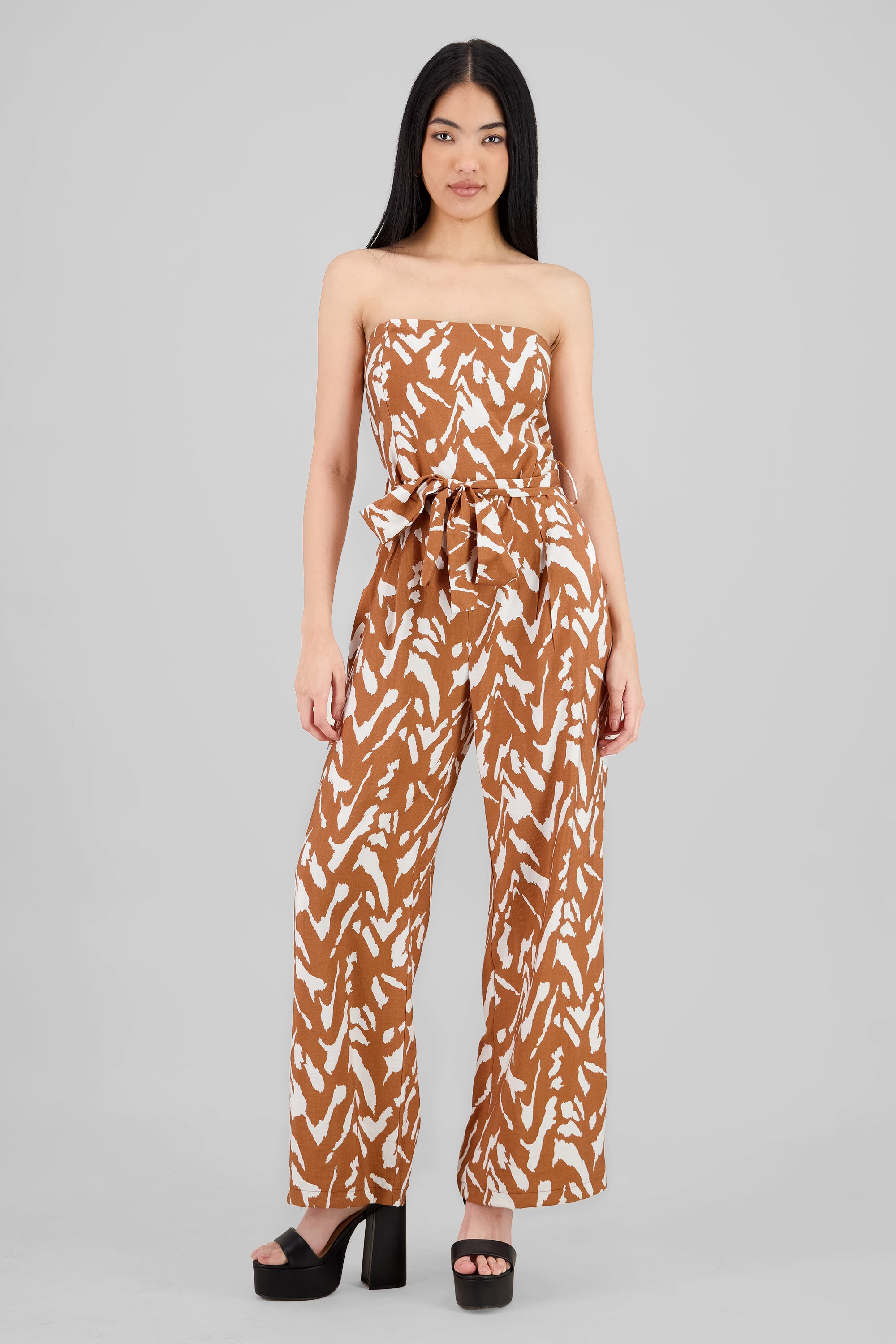 Jumpsuit strapples estampado KHAKI COMBO