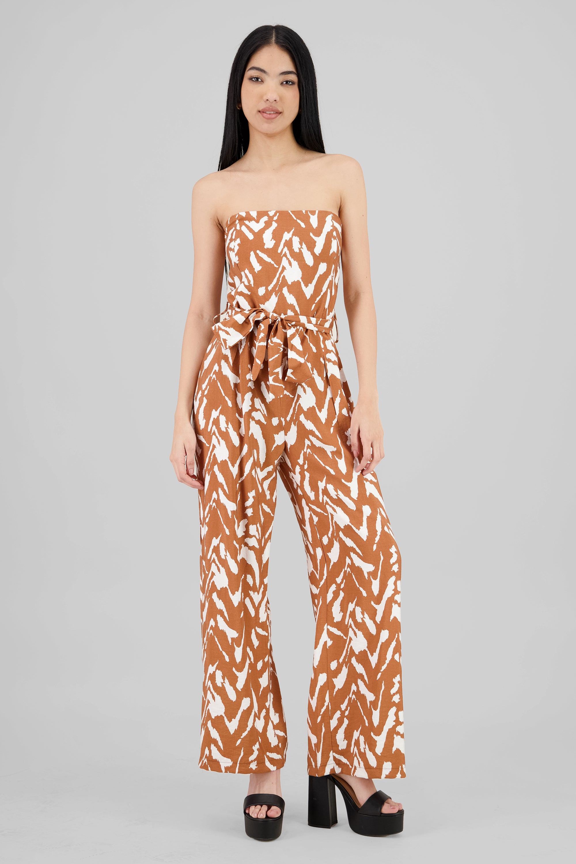 Jumpsuit strapples estampado KHAKI COMBO