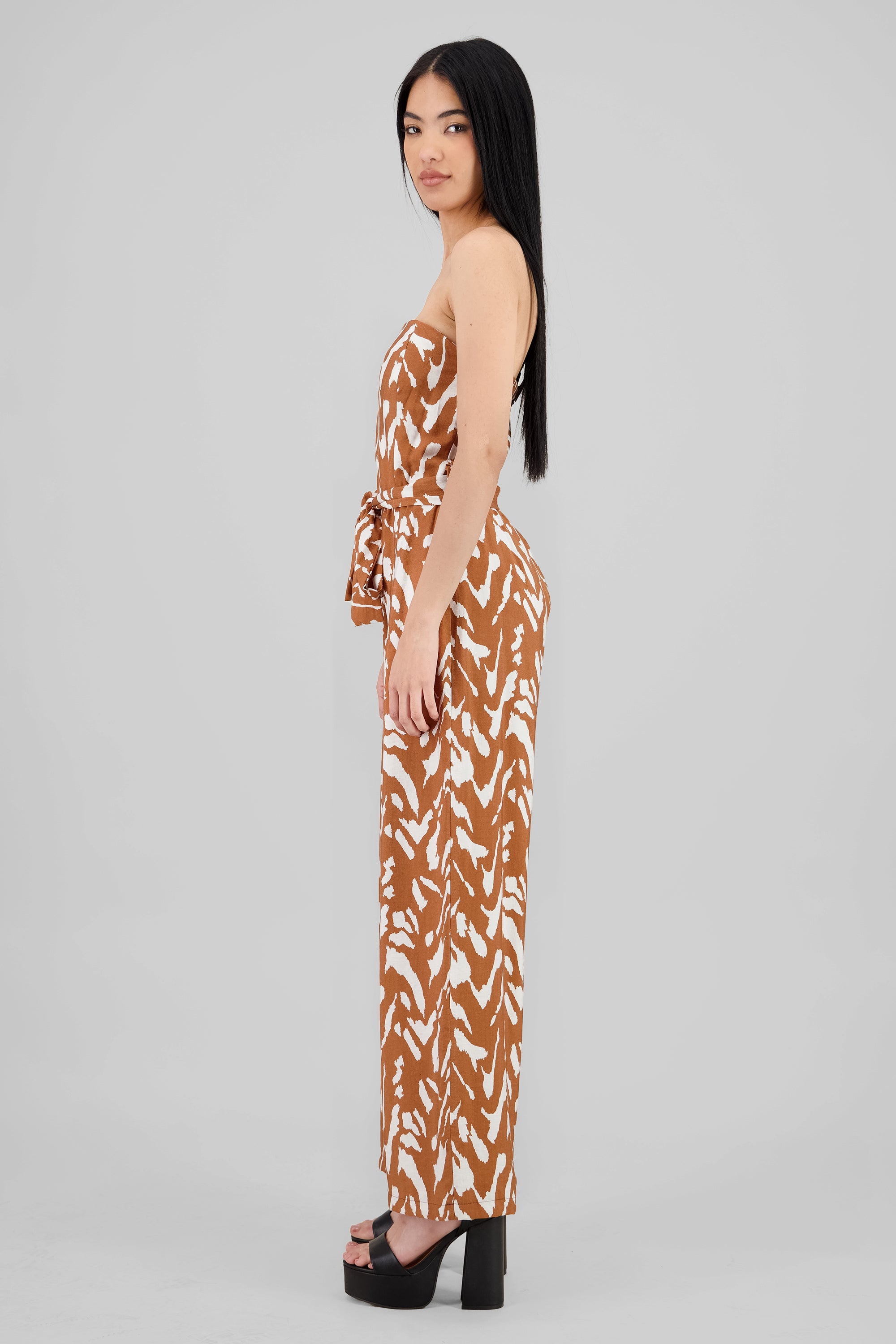 Jumpsuit strapples estampado KHAKI COMBO