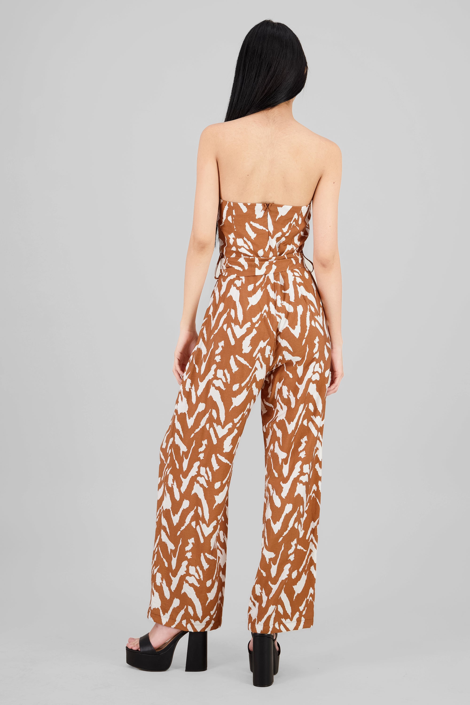 Jumpsuit strapples estampado KHAKI COMBO