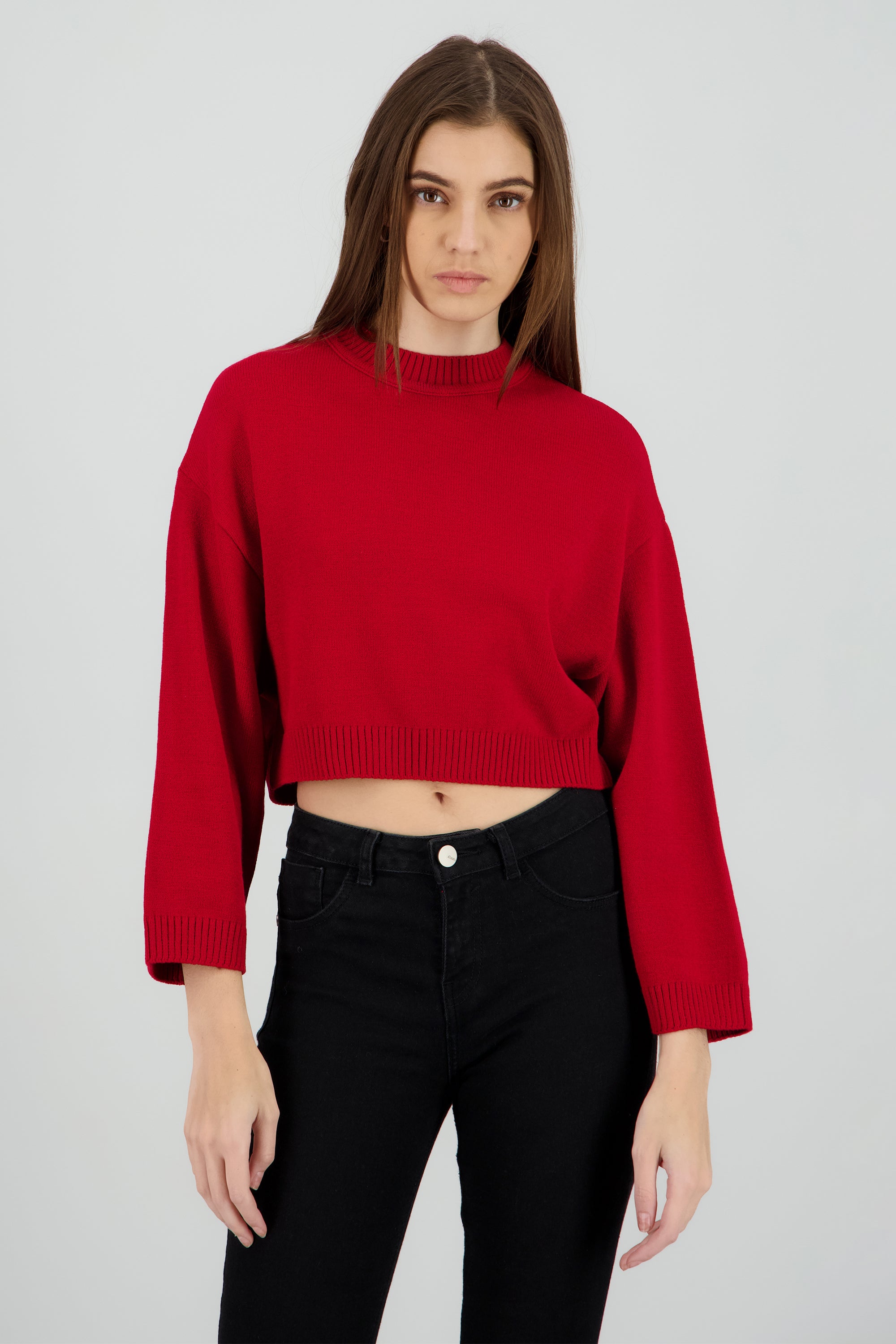 Sueter liso manga larga ROJO