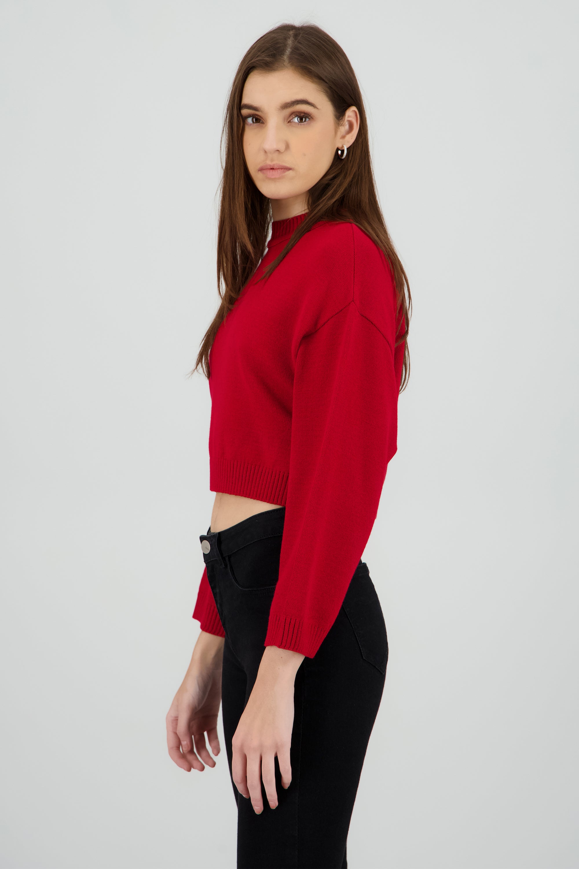 Sueter liso manga larga ROJO