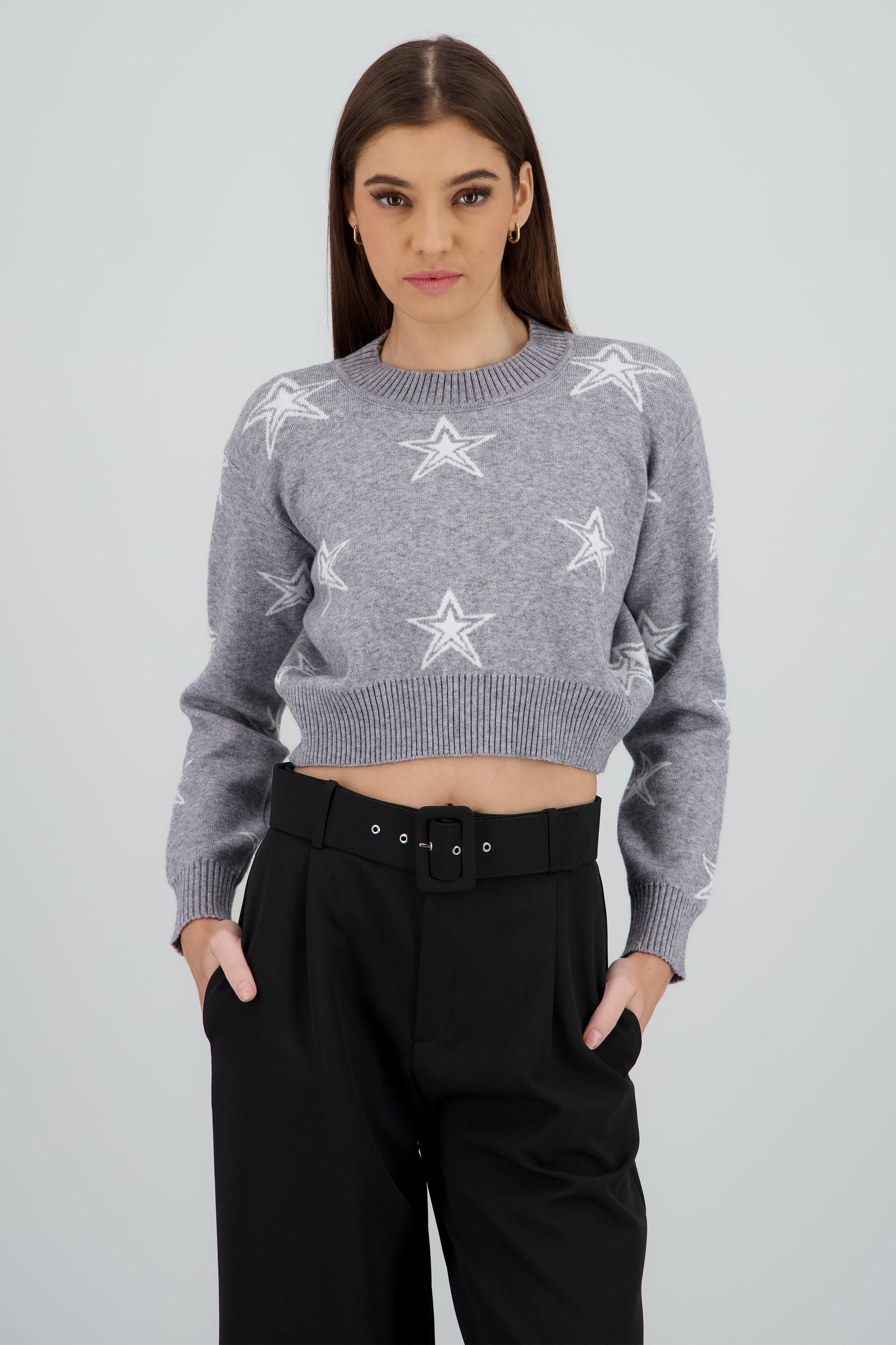 Sueter estrellas tejido suave Hypsters GRIS