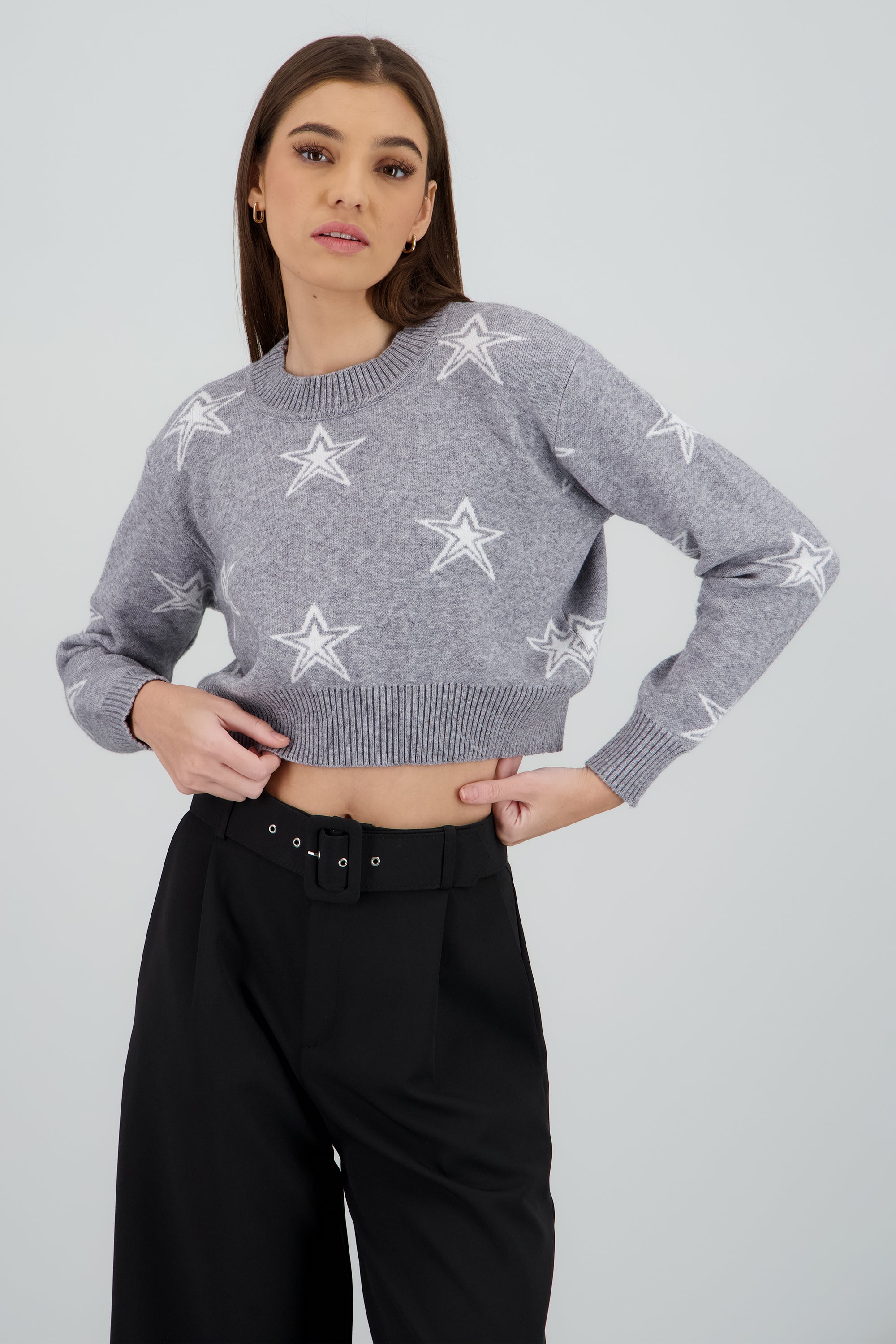 Sueter estrellas tejido suave Hypsters GRIS