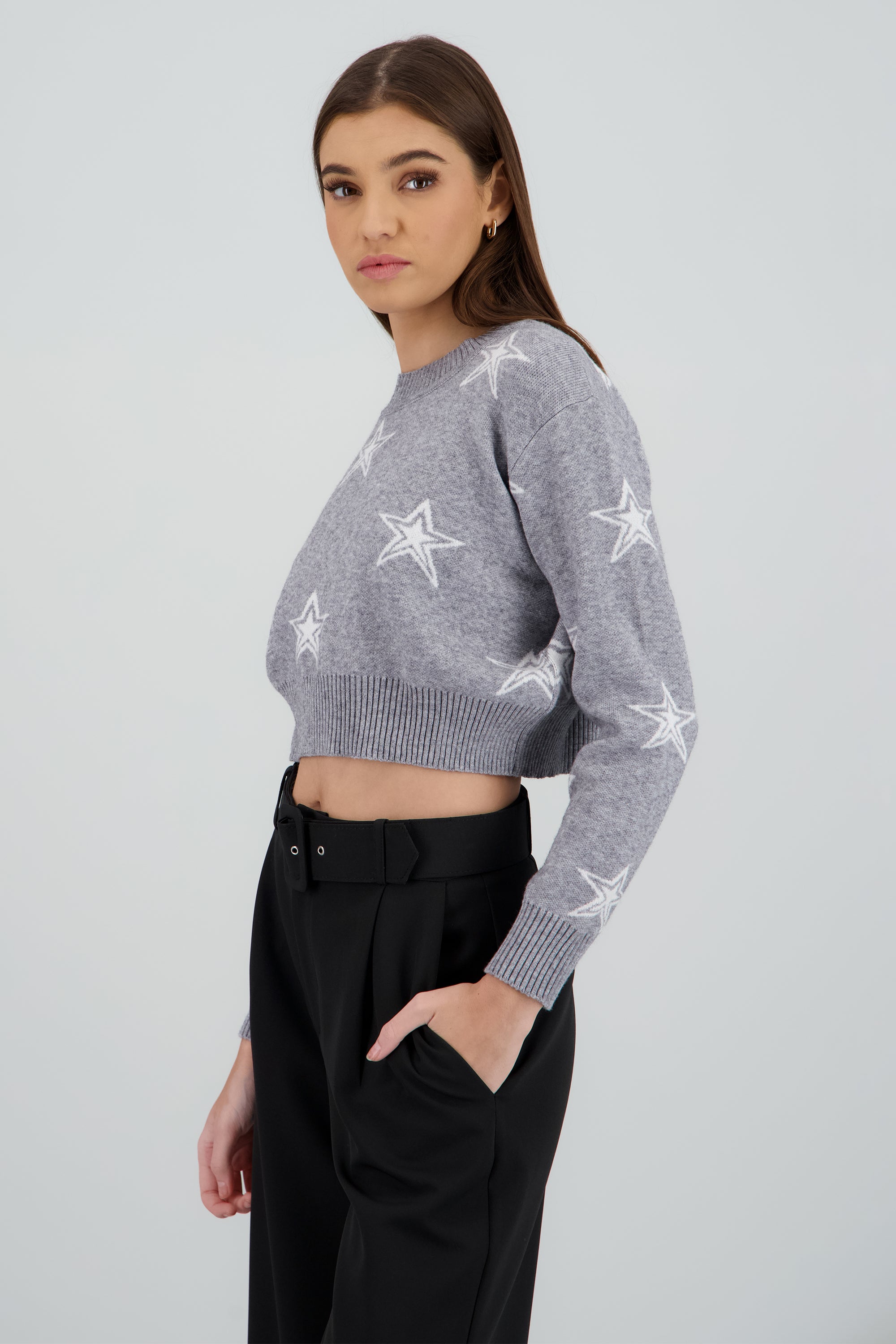 Sueter estrellas tejido suave Hypsters GRIS