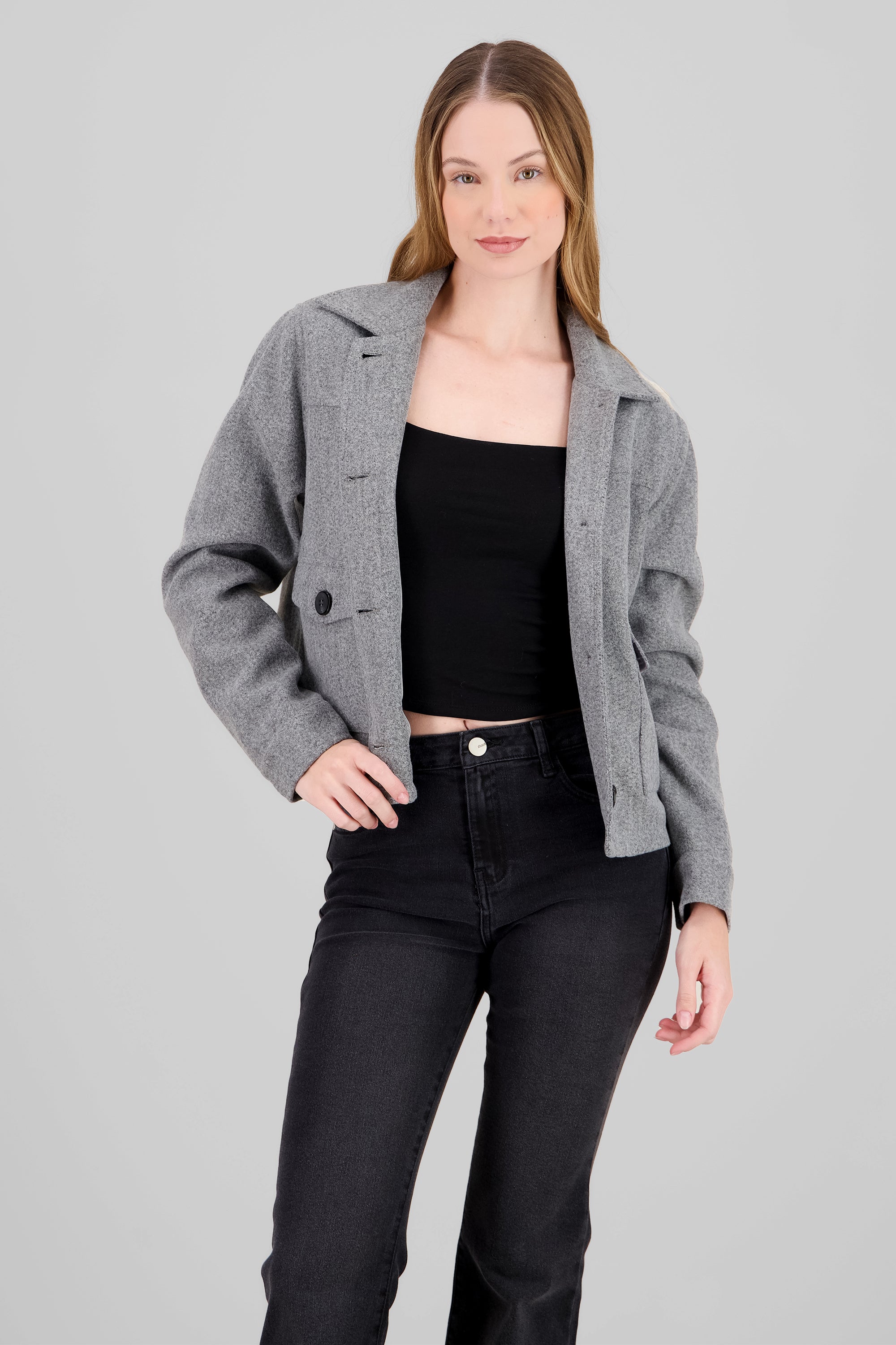 Chamarra Long Sleeve Bags Jaspe Gray