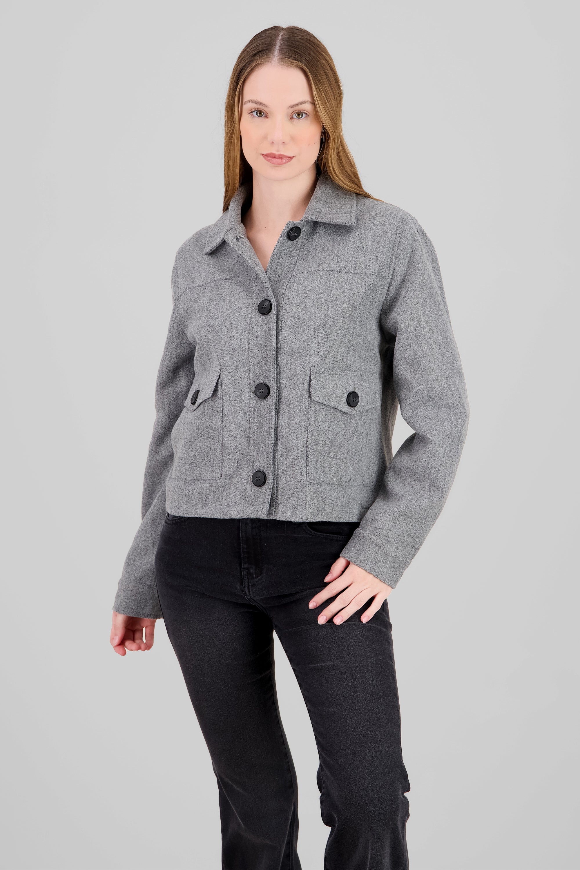 Chamarra Long Sleeve Bags Jaspe Gray