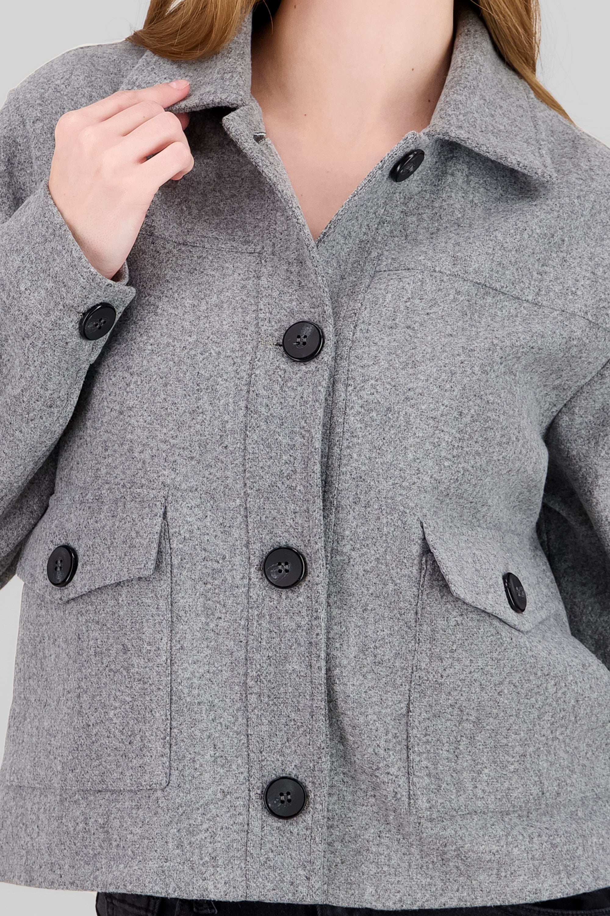 Chamarra Long Sleeve Bags Jaspe Gray