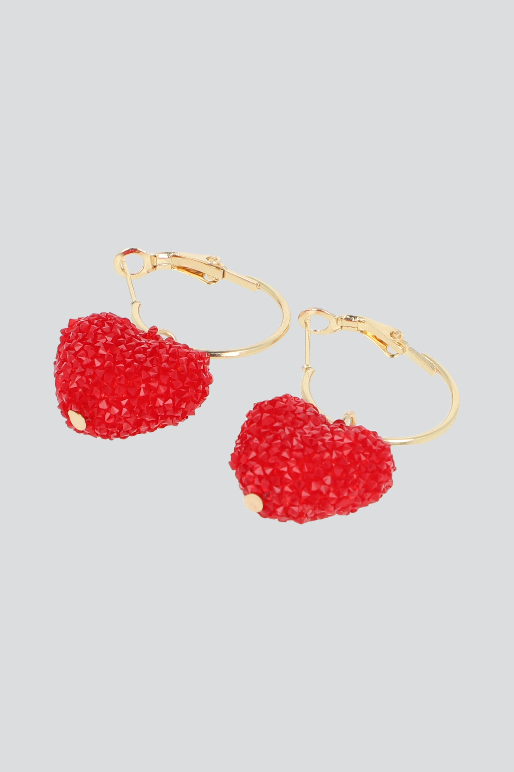 Arracadas Corazón Glitter Roca ROJO