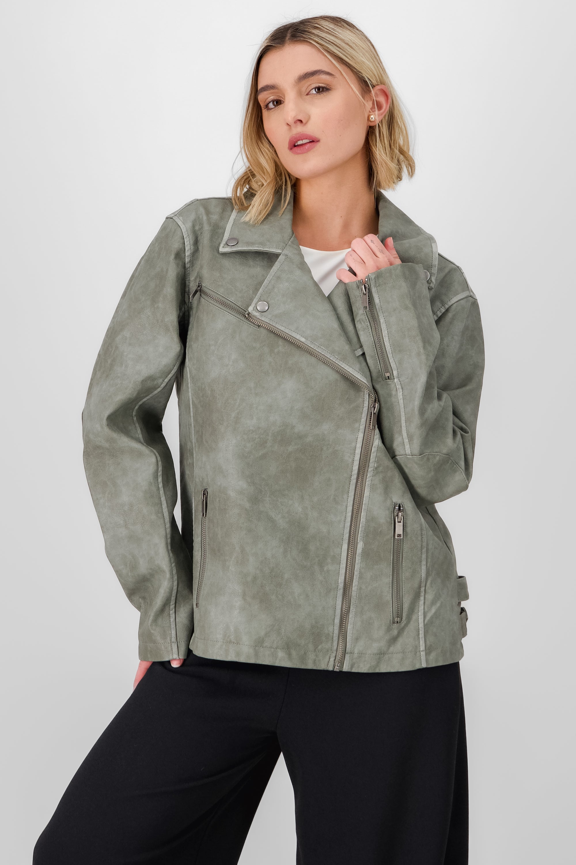 Vegan leather jac Gray Combo