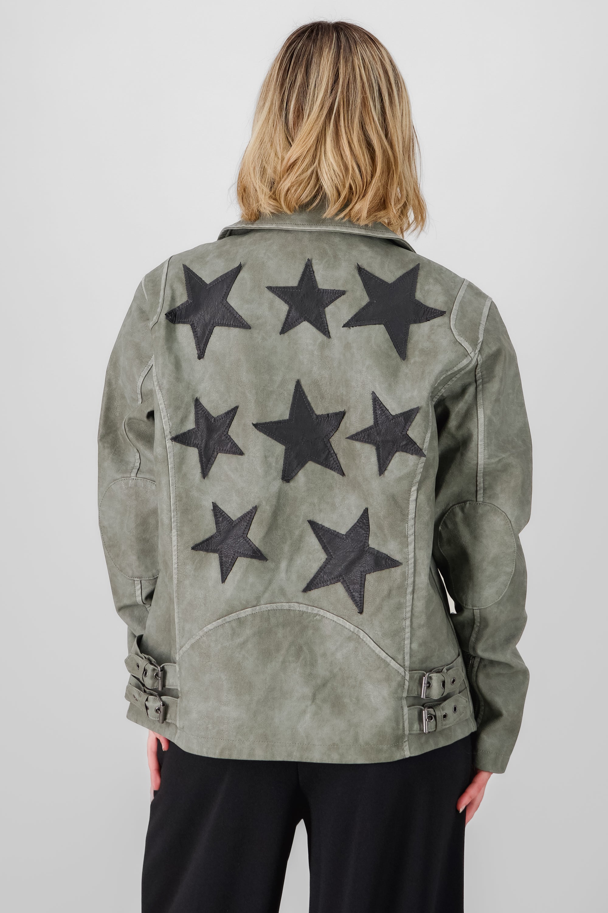 Vegan leather jac Gray Combo