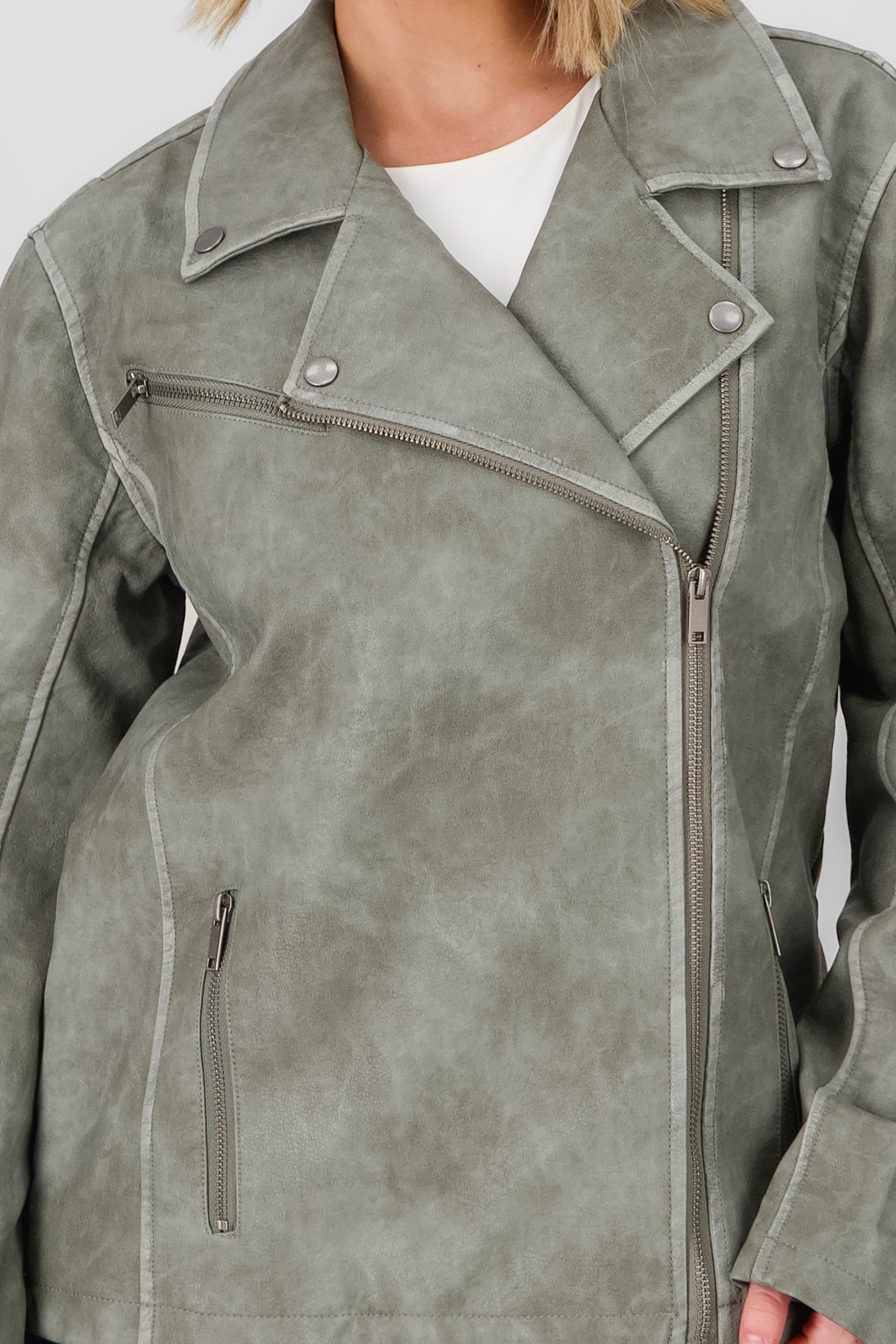 Vegan leather jac Gray Combo