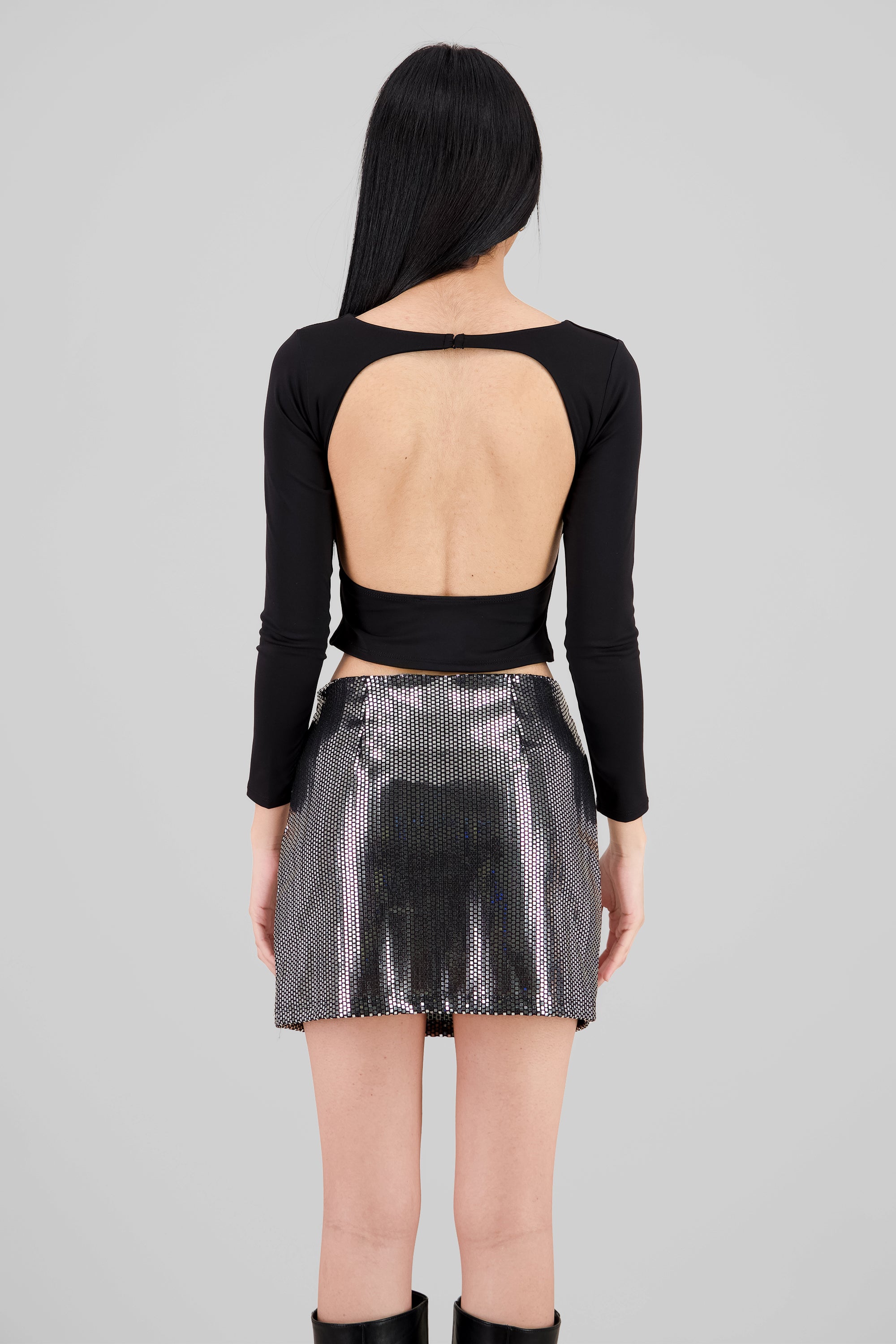 Top long sleeve open BLACK