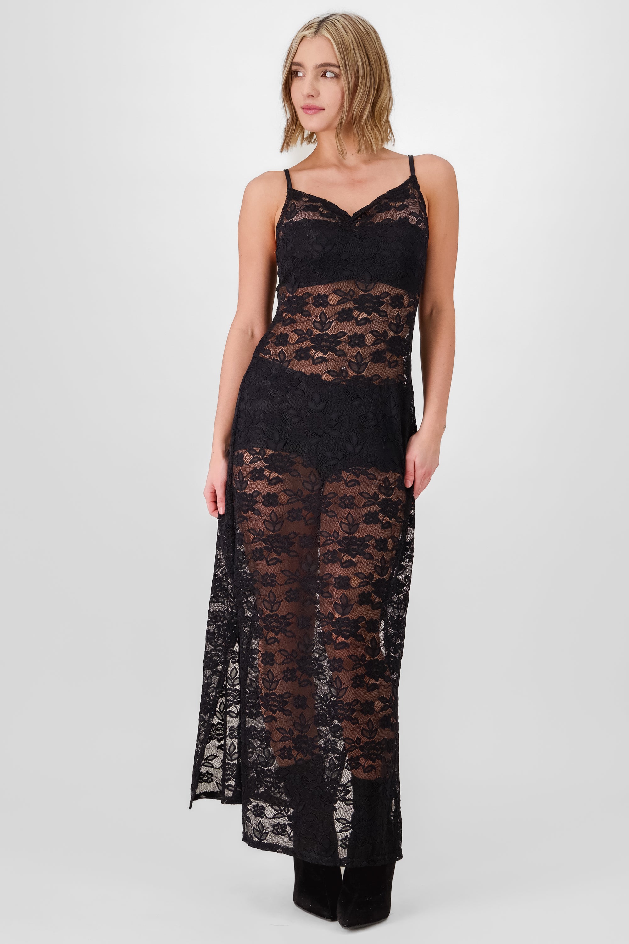 Maxi dress lace BLACK