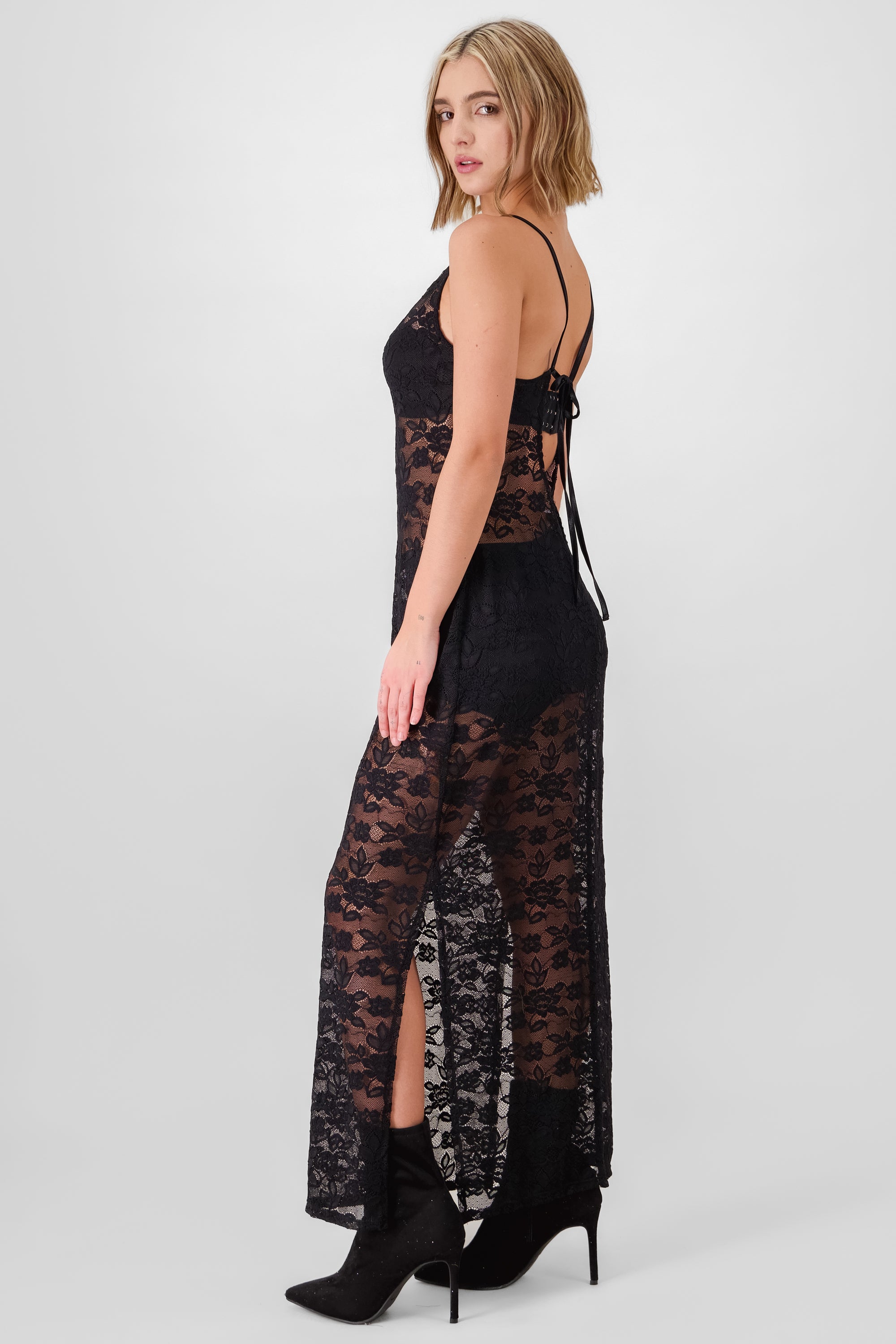 Maxi dress lace BLACK