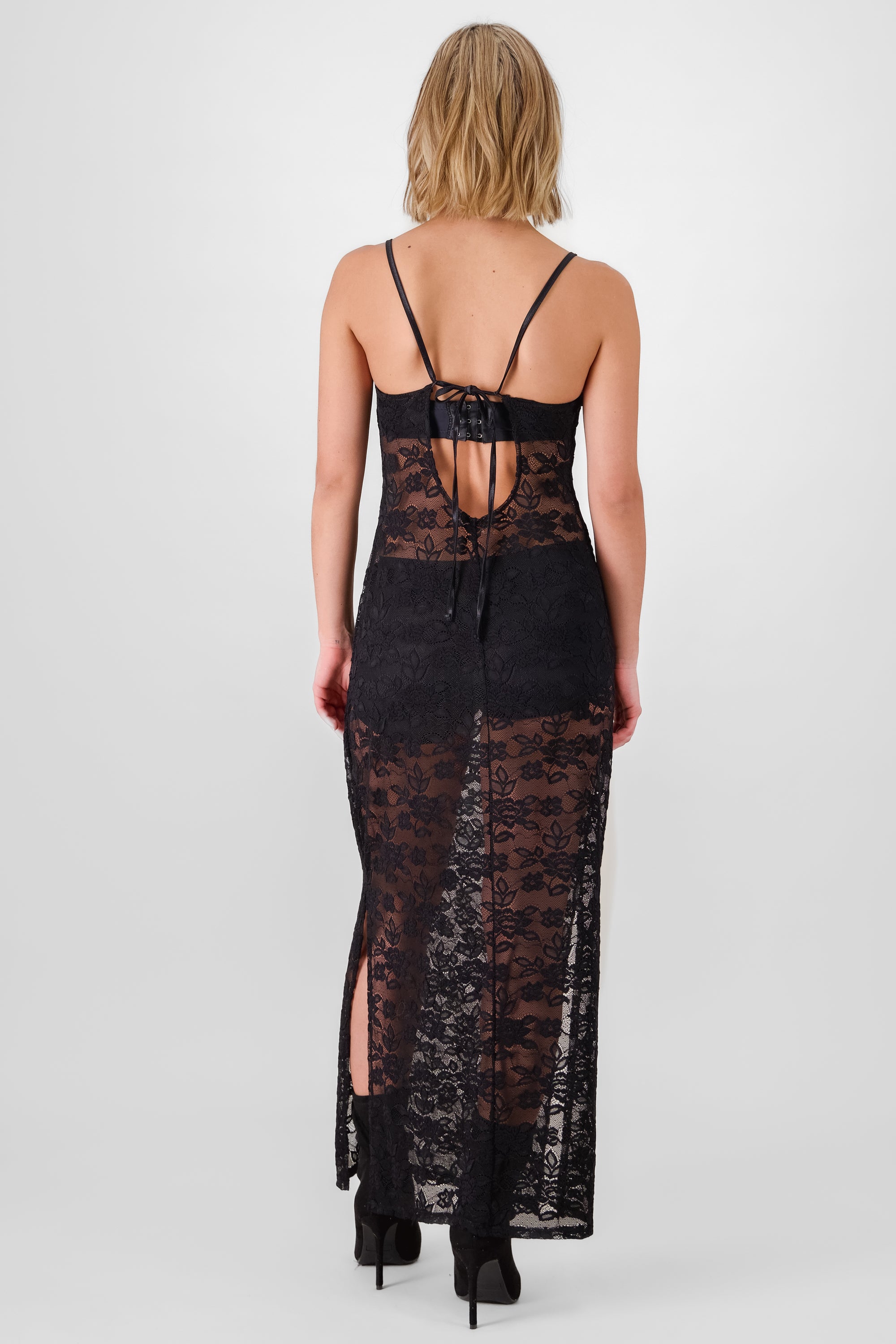 Maxi dress lace BLACK