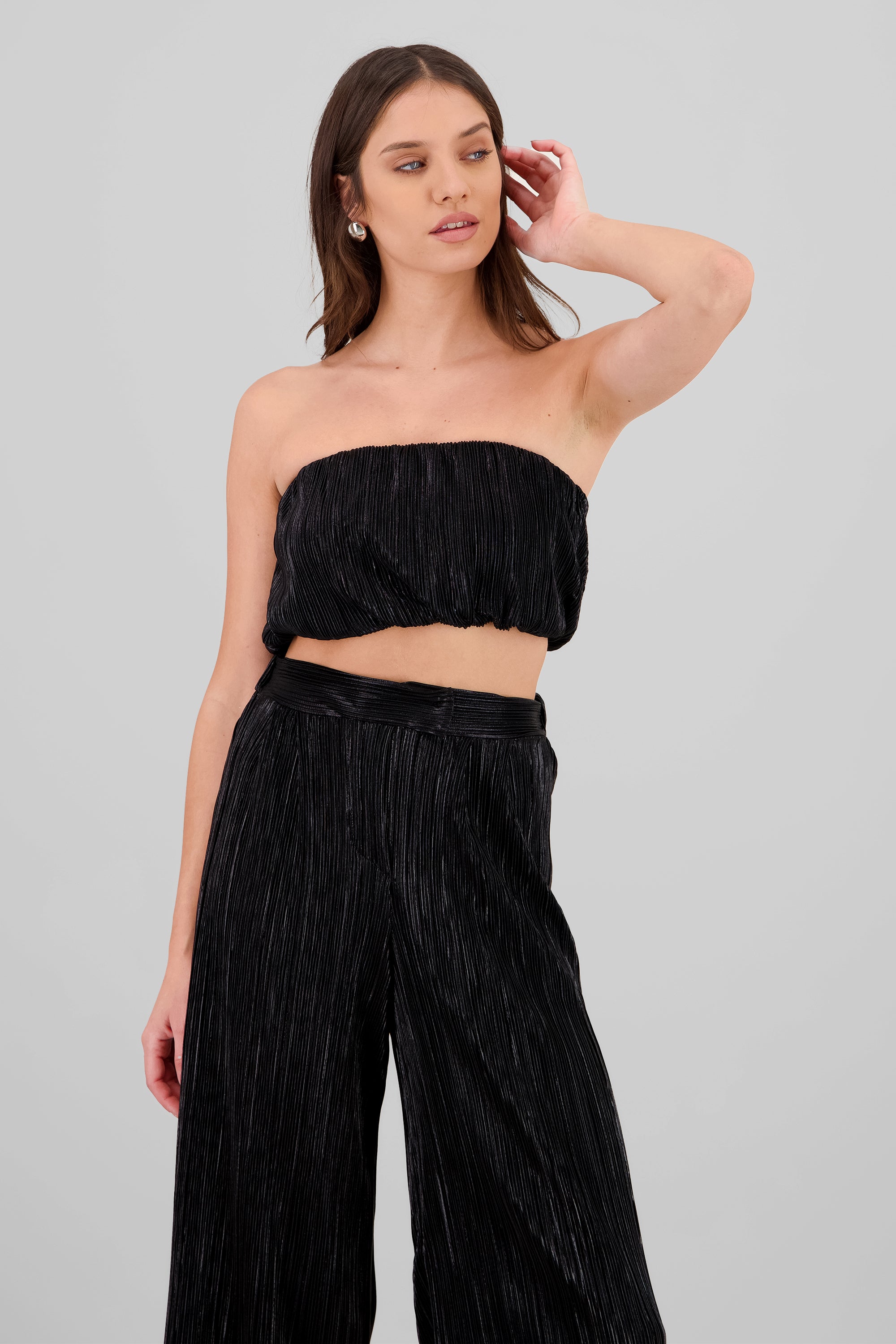 Top banadana textura brillo NEGRO