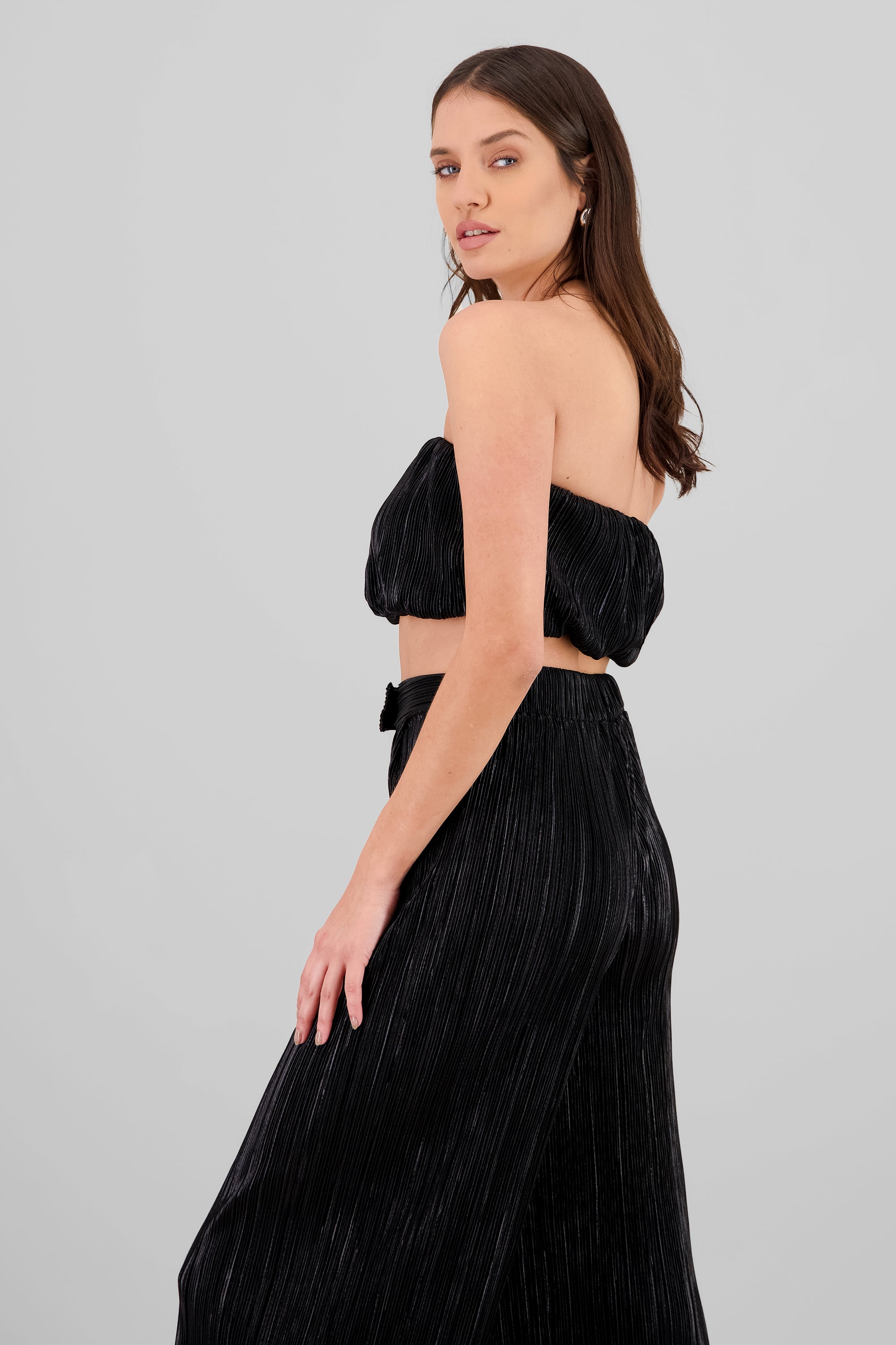 Top banadana textura brillo NEGRO