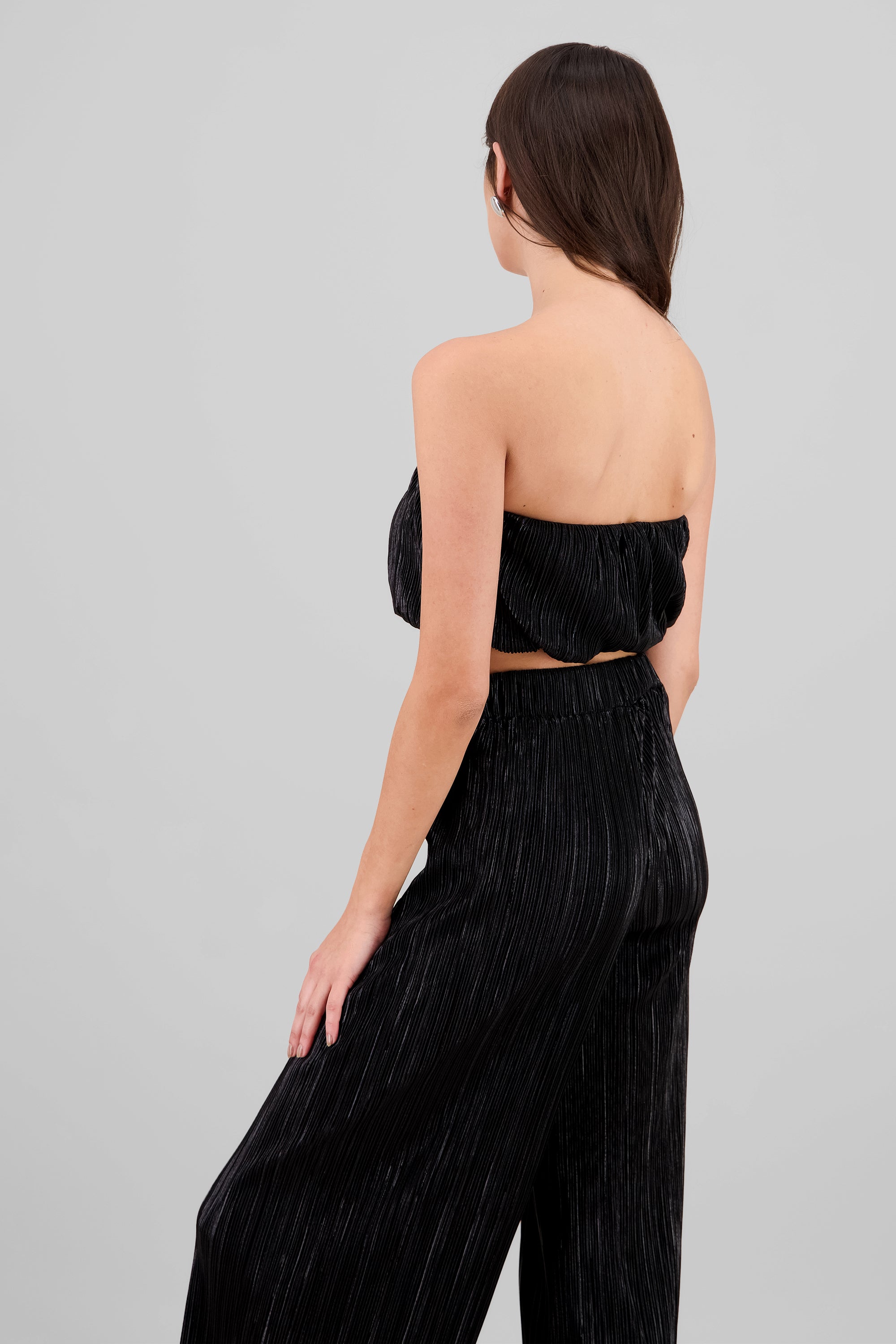 Top banadana textura brillo NEGRO