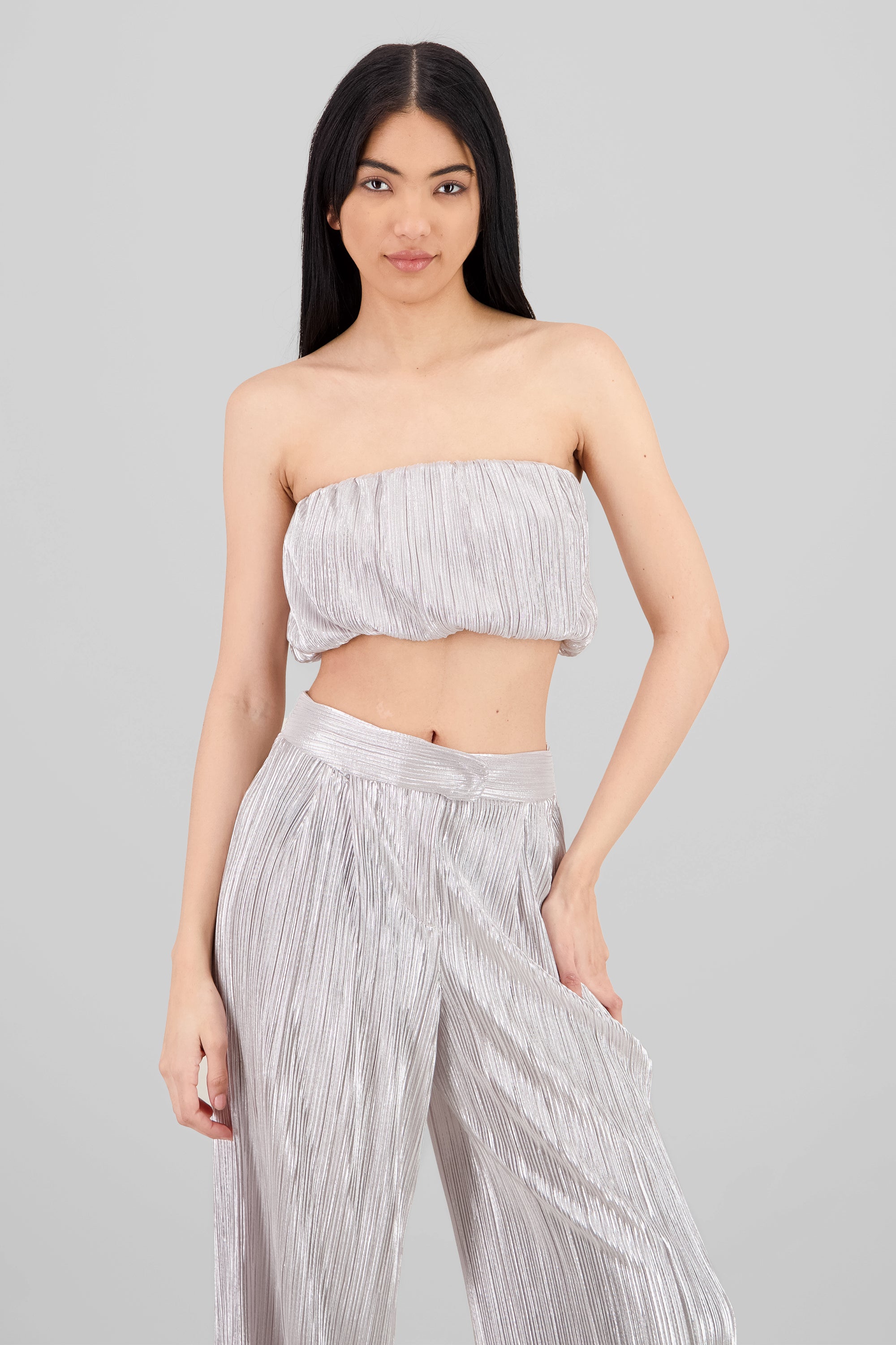 Top banadana textura brillo ROSA PASTEL
