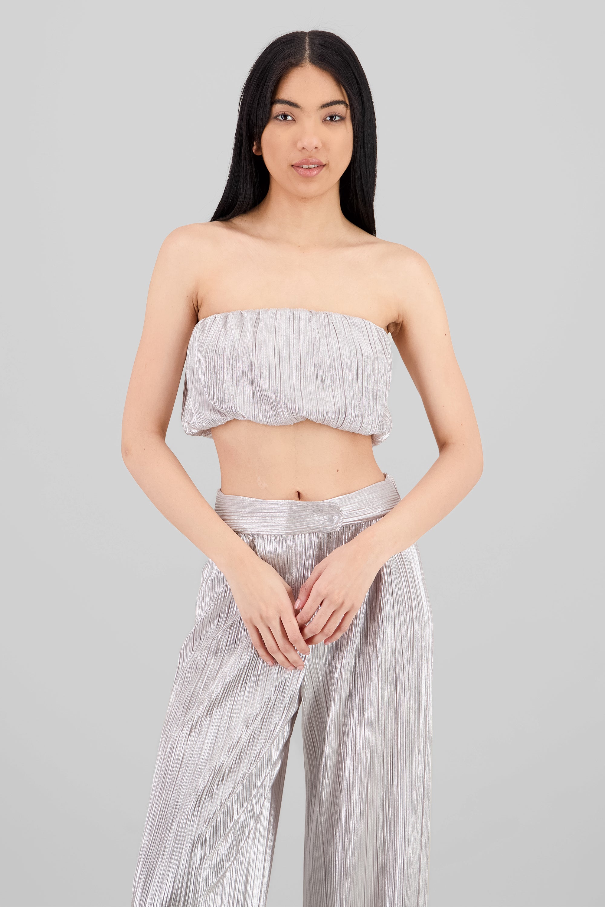 Top banadana textura brillo ROSA PASTEL