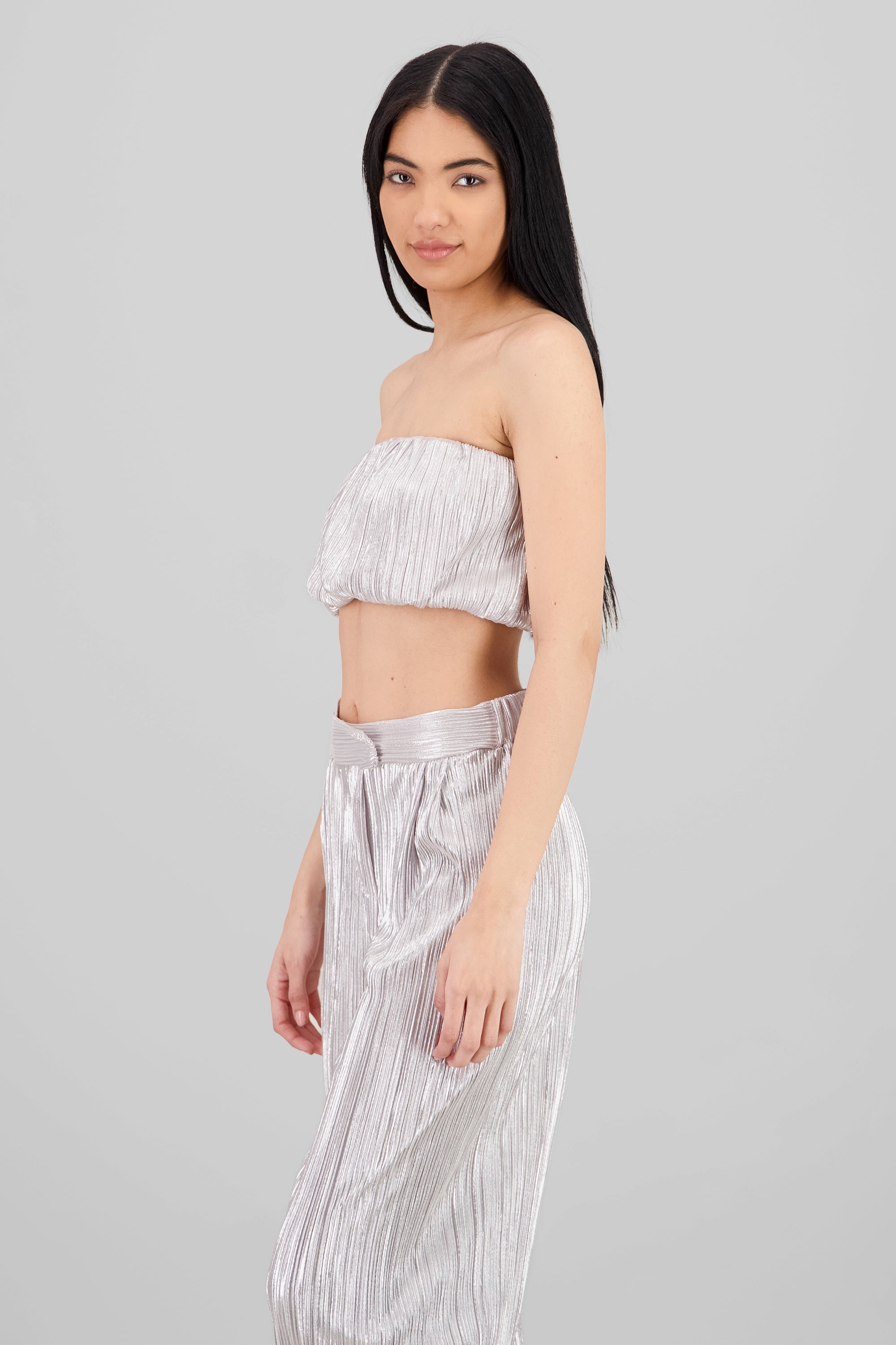 Top banadana textura brillo ROSA PASTEL