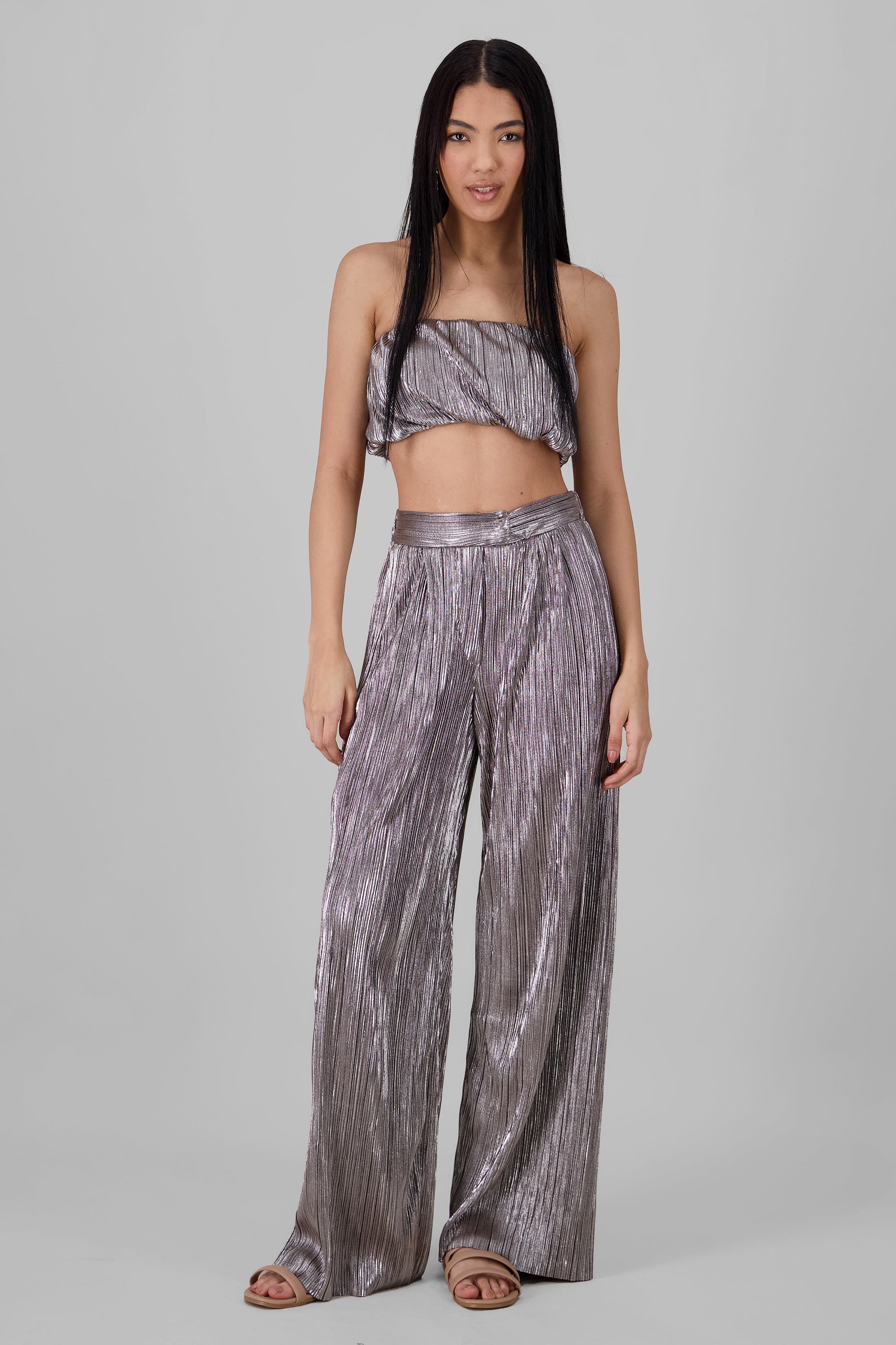 Brillo texture pants SILVER