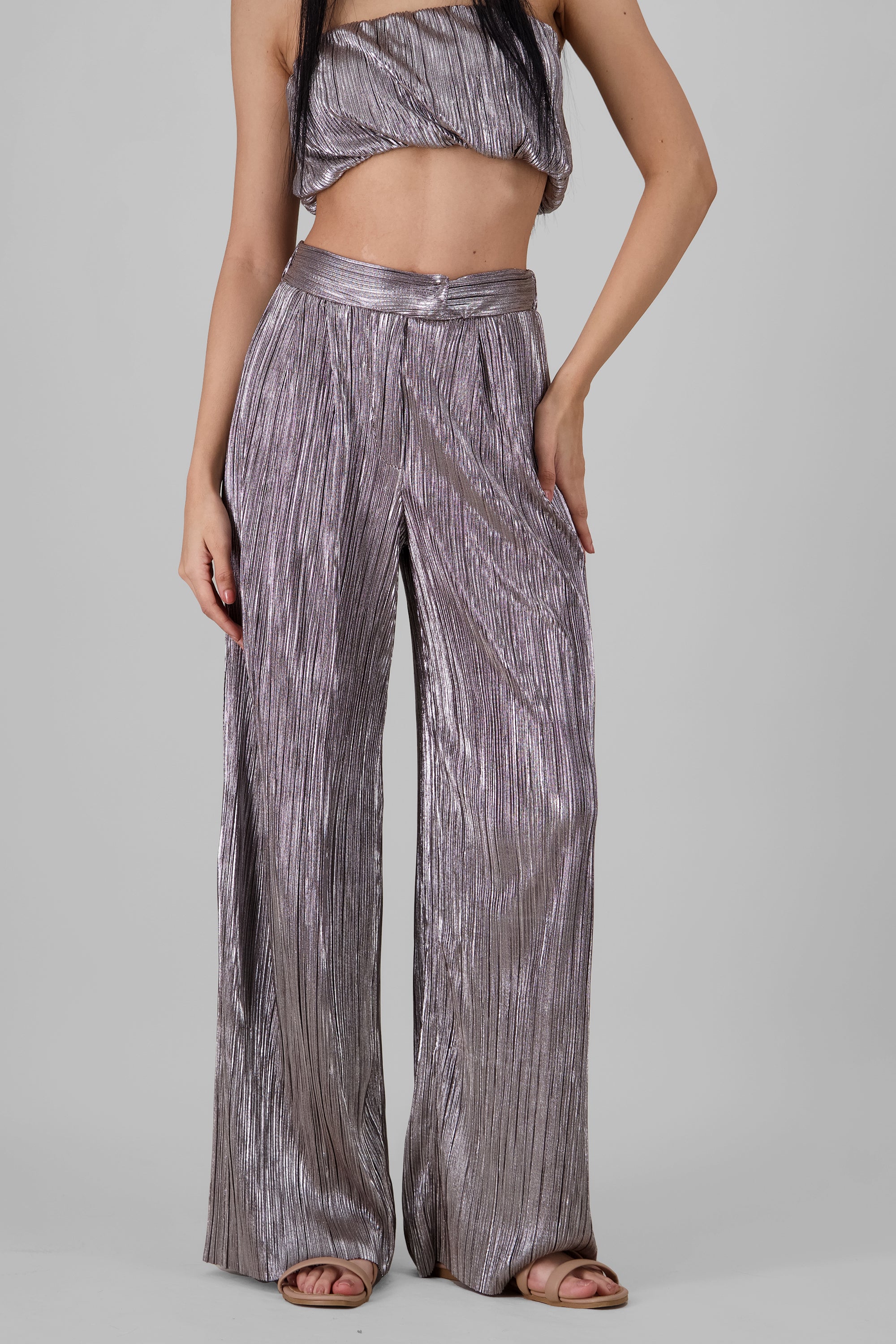 Brillo texture pants SILVER