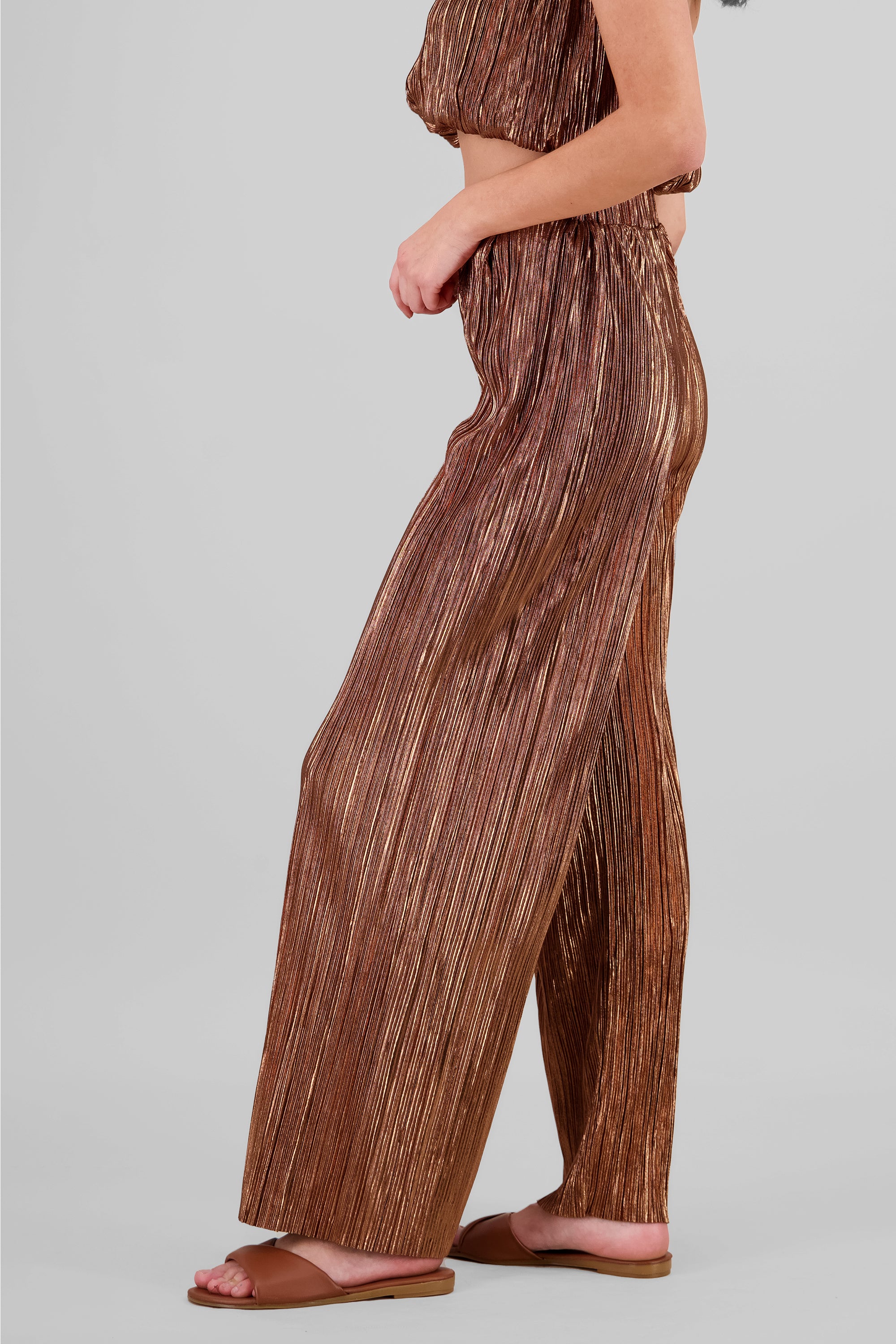Pantalon textura brillo COBRE