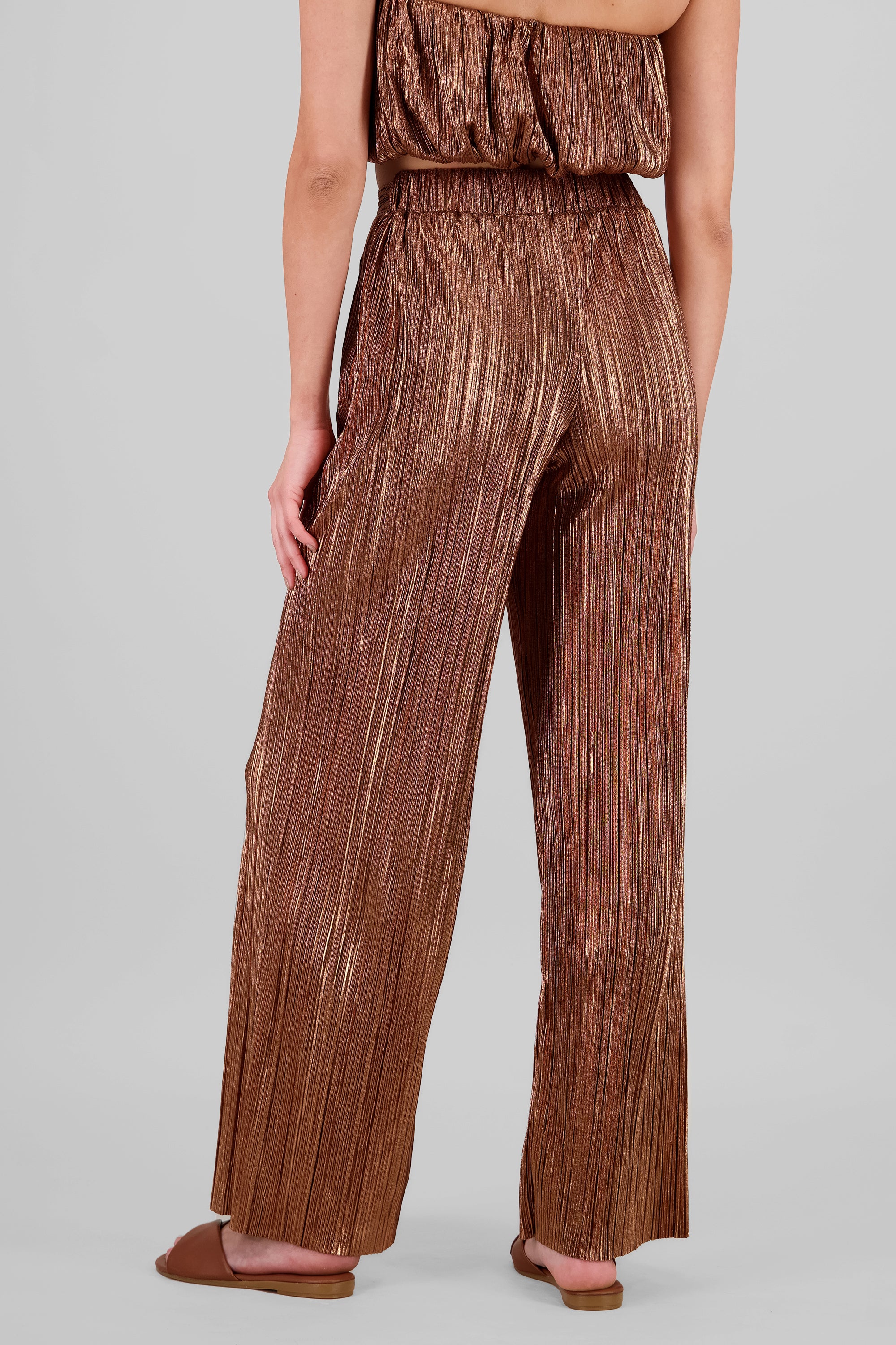 Pantalon textura brillo COBRE
