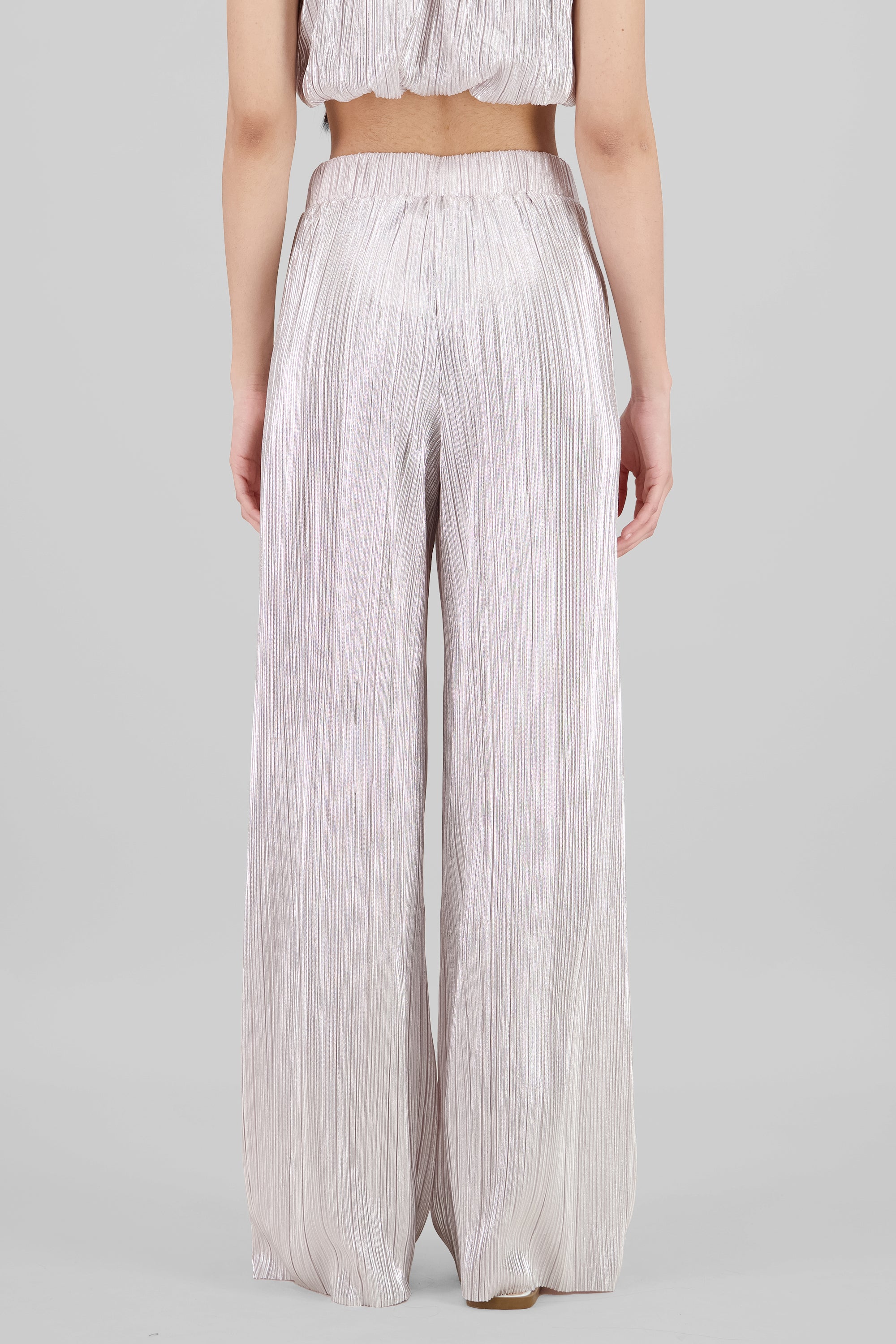 Pantalon textura brillo ROSA PASTEL