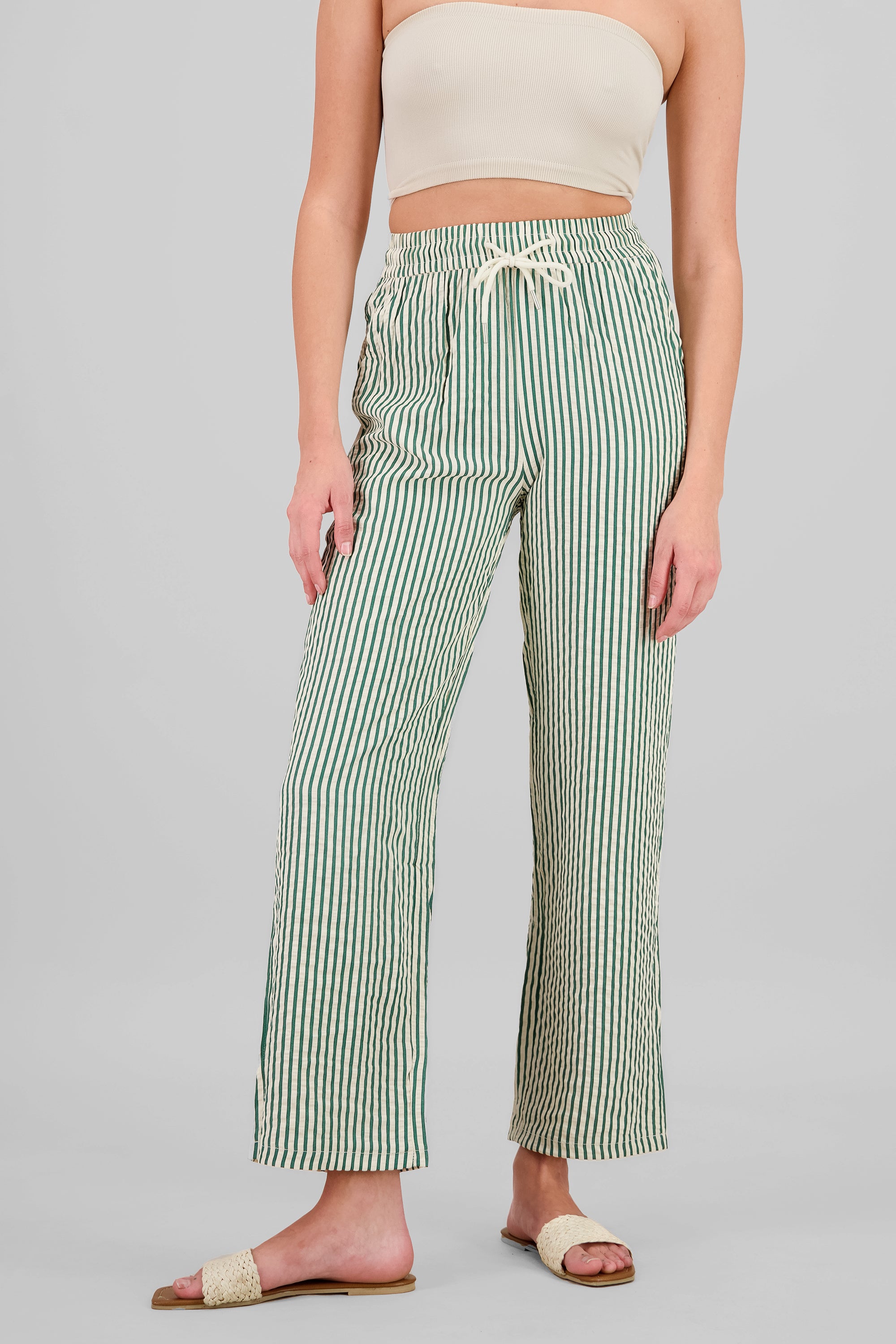 Pantalon rayas textura VERDE CAZADOR