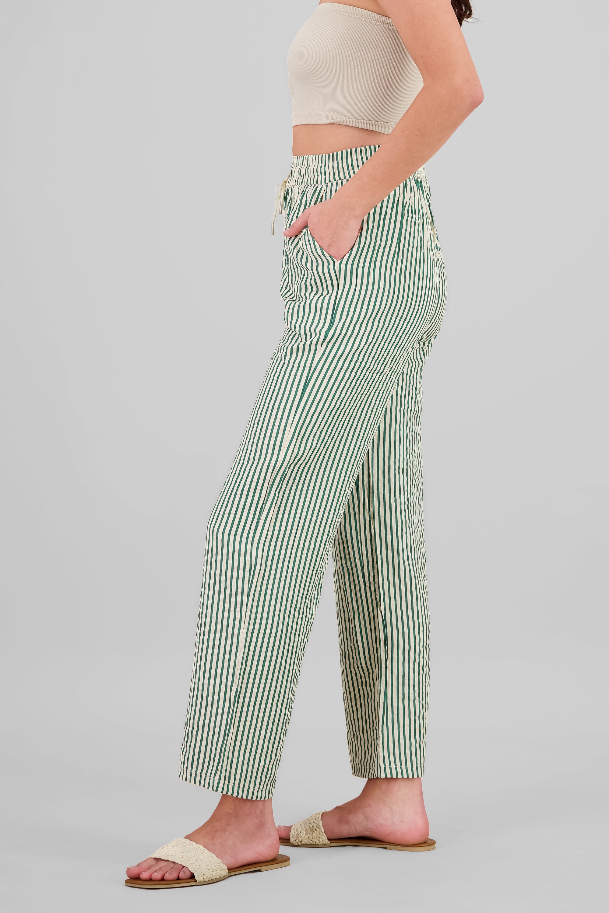 Pantalon rayas textura VERDE CAZADOR